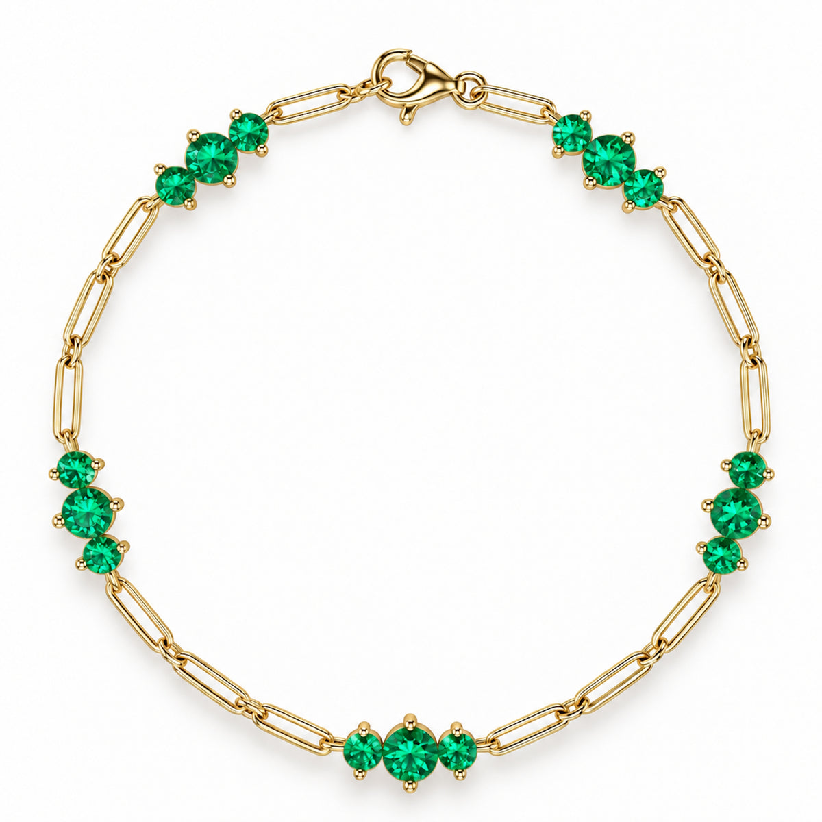 14k Lab Grown Gemstone Prong Set 5 Station Bracelet