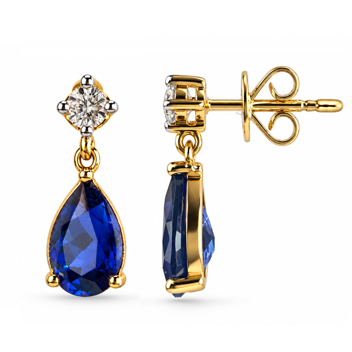 14k Lab Grown Gemstone and Diamond Prong Set Stud Earring