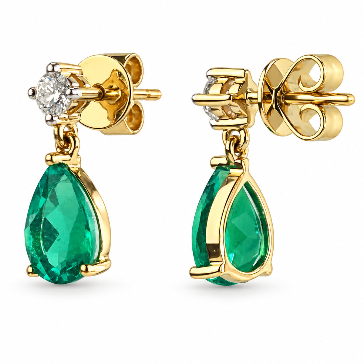 14k Lab Grown Gemstone and Diamond Prong Set Stud Earring