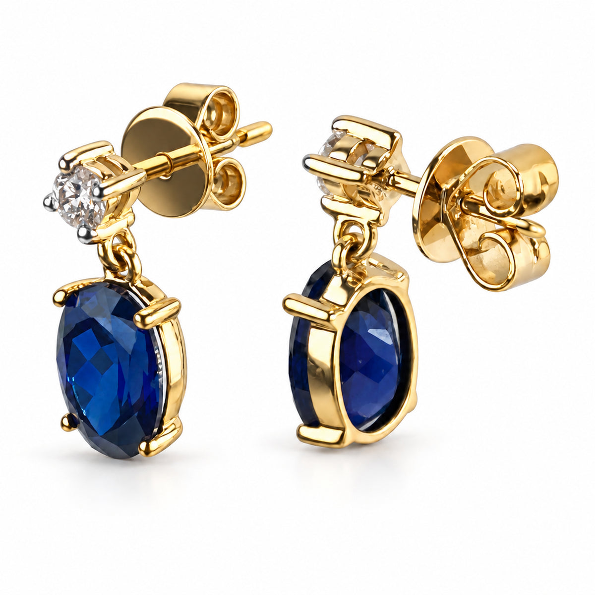 14k Lab Grown Gemstone Round Shape and Diamond Stud Earring