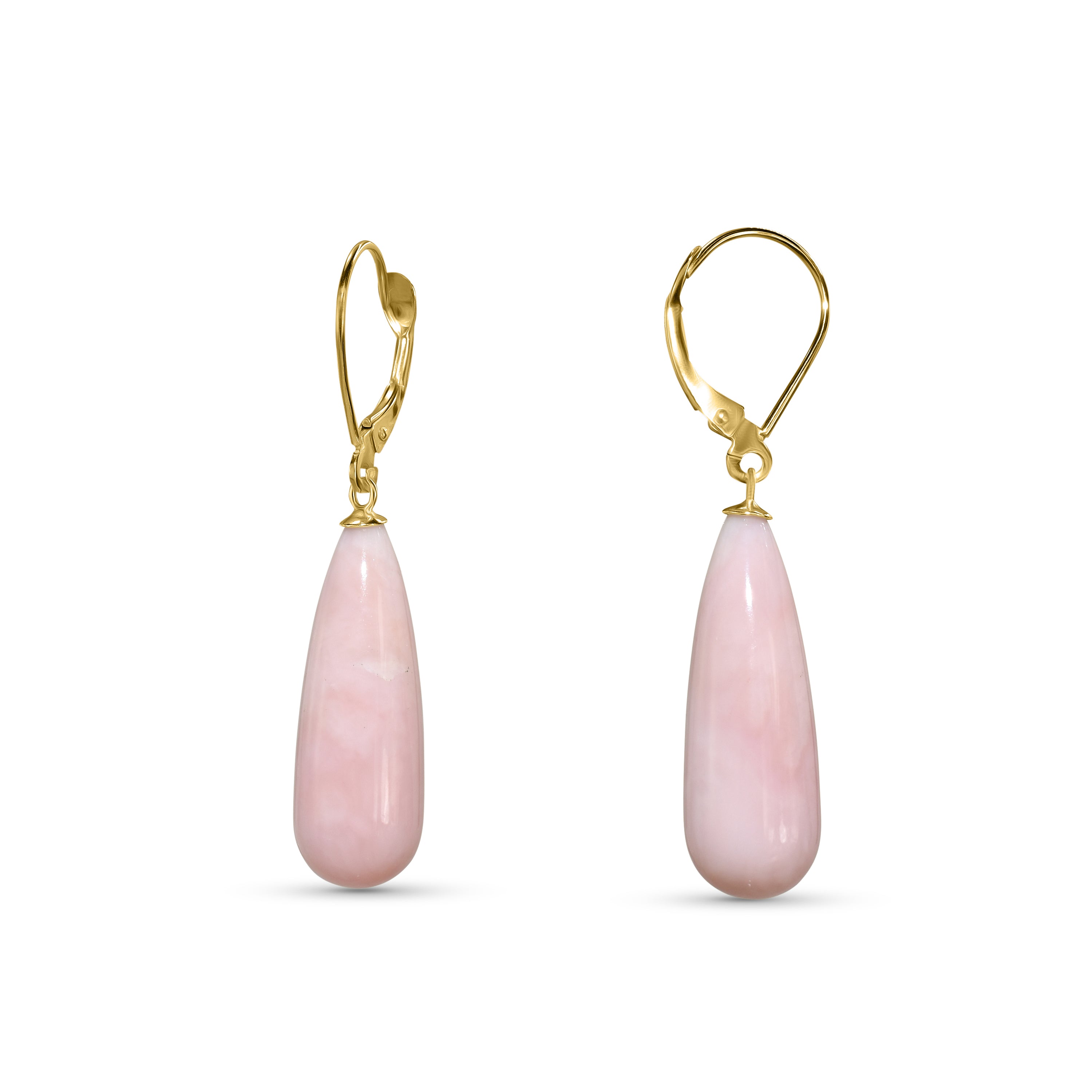 14k Pink Opal Drop Leverback Earring