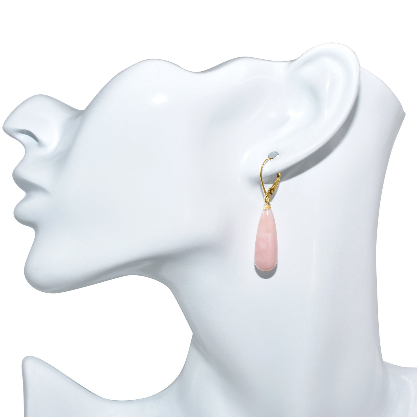 14k Pink Opal Drop Leverback Earring
