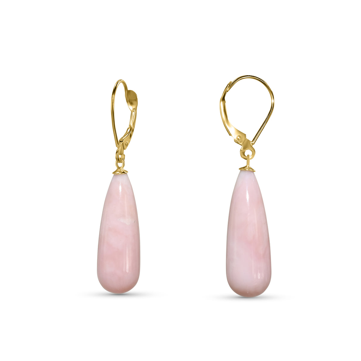 14k Pink Opal Drop Leverback Earring