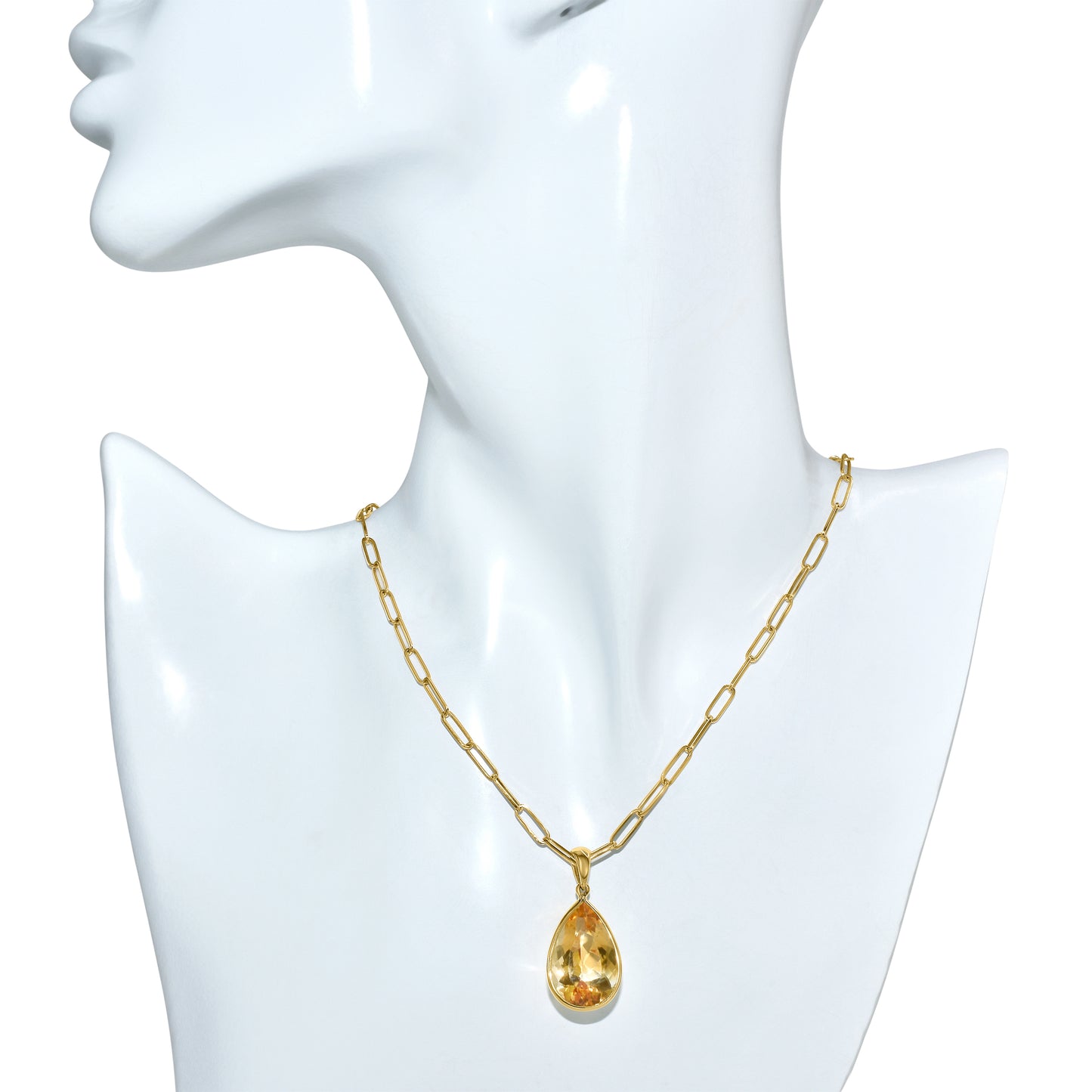 14k Citrine Pear Shape Pendant Necklace
