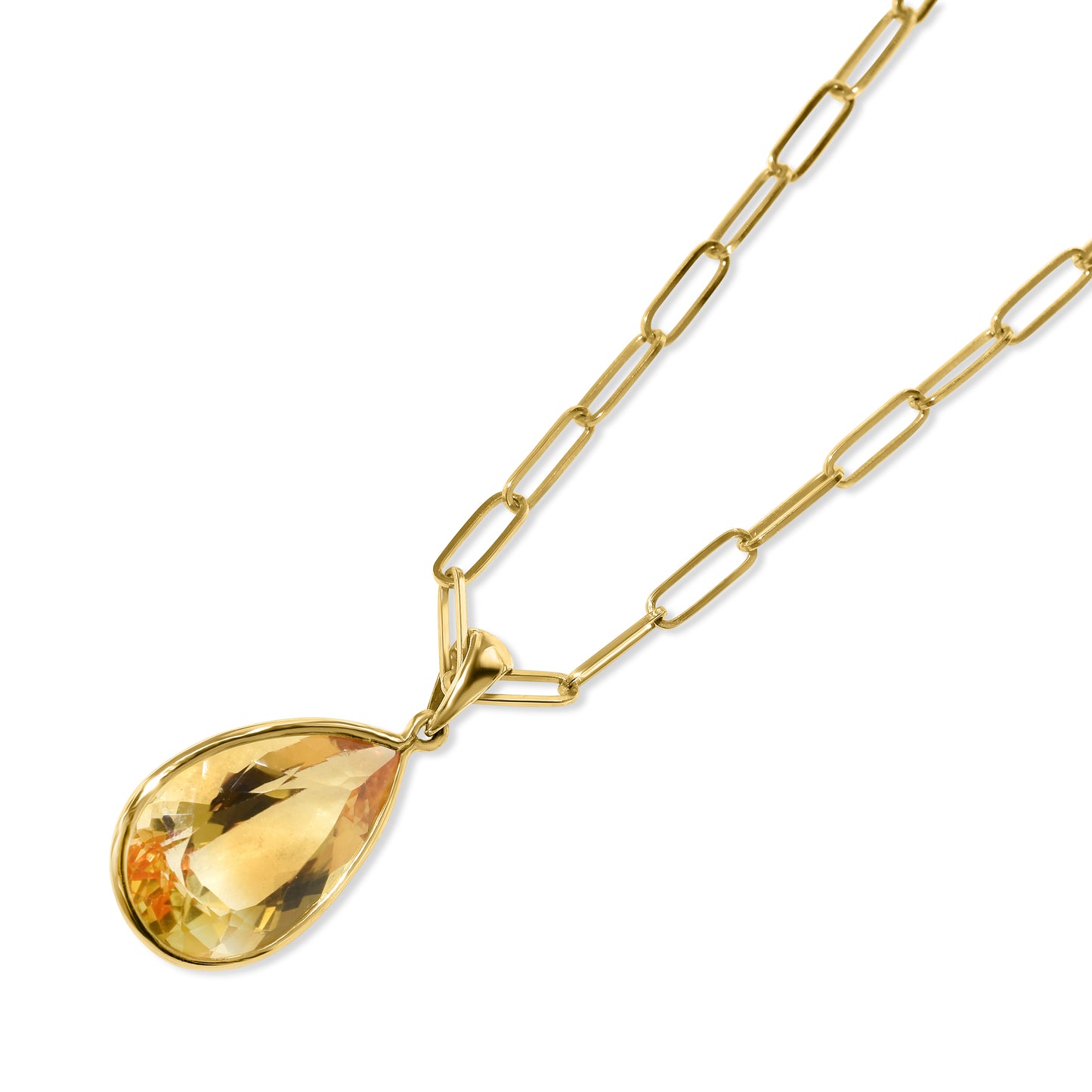 14k Citrine Pear Shape Pendant Necklace