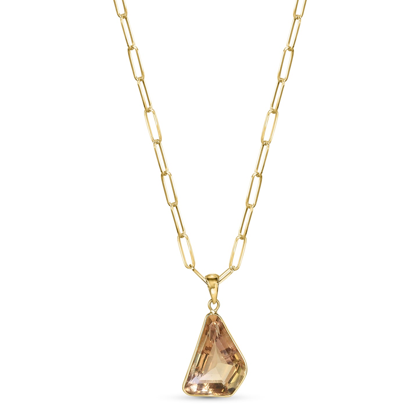 14k Citrine Freeform Shape Pendant Neck