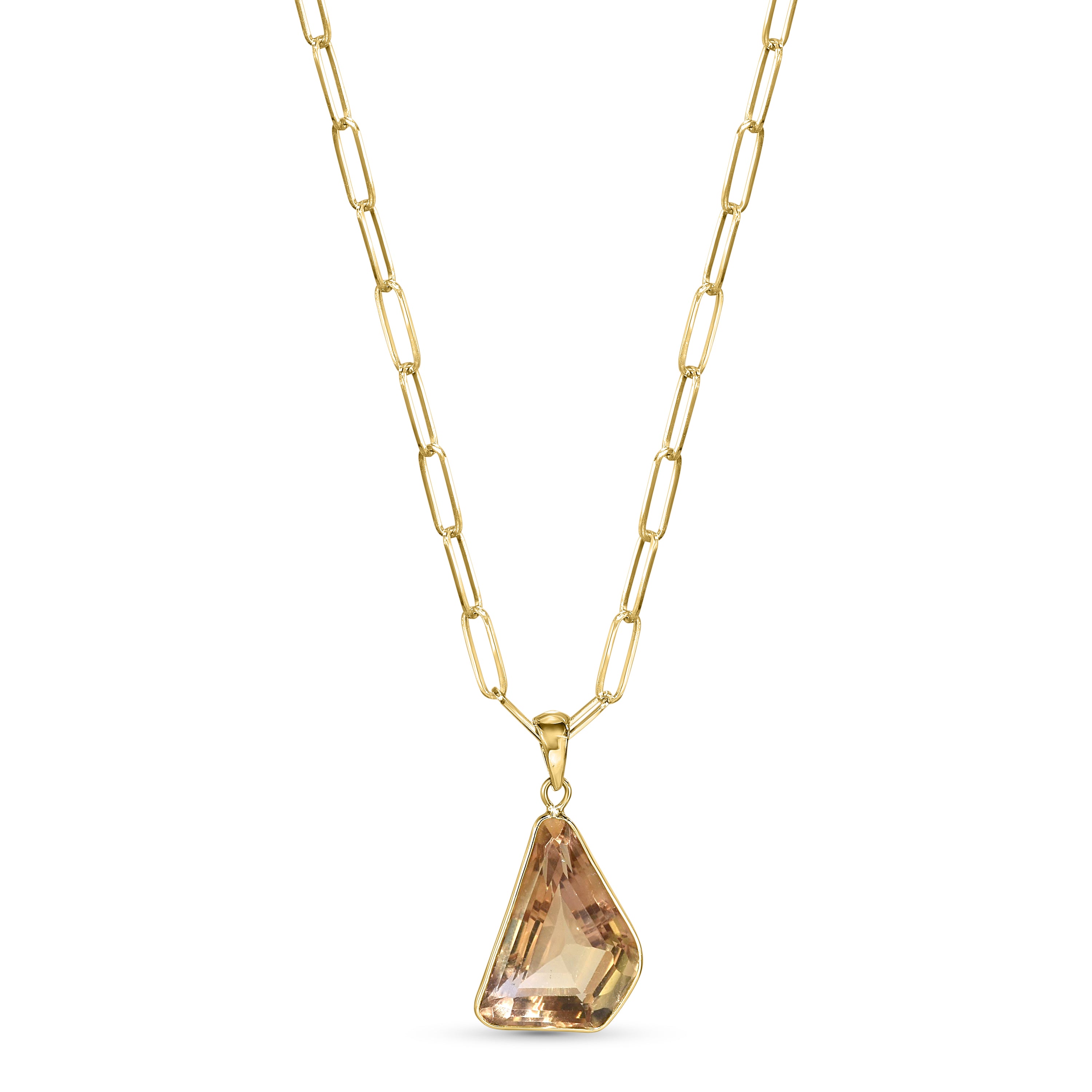 14k Citrine Freeform Shape Pendant Necklace