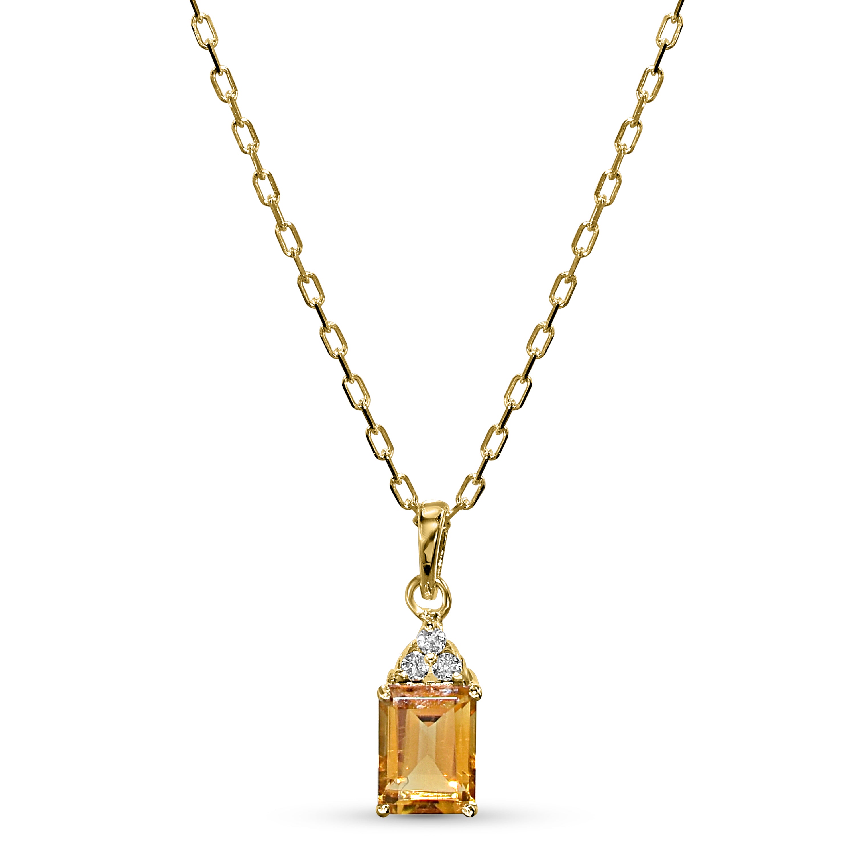 14k Rectangle Citrine Diamond Set