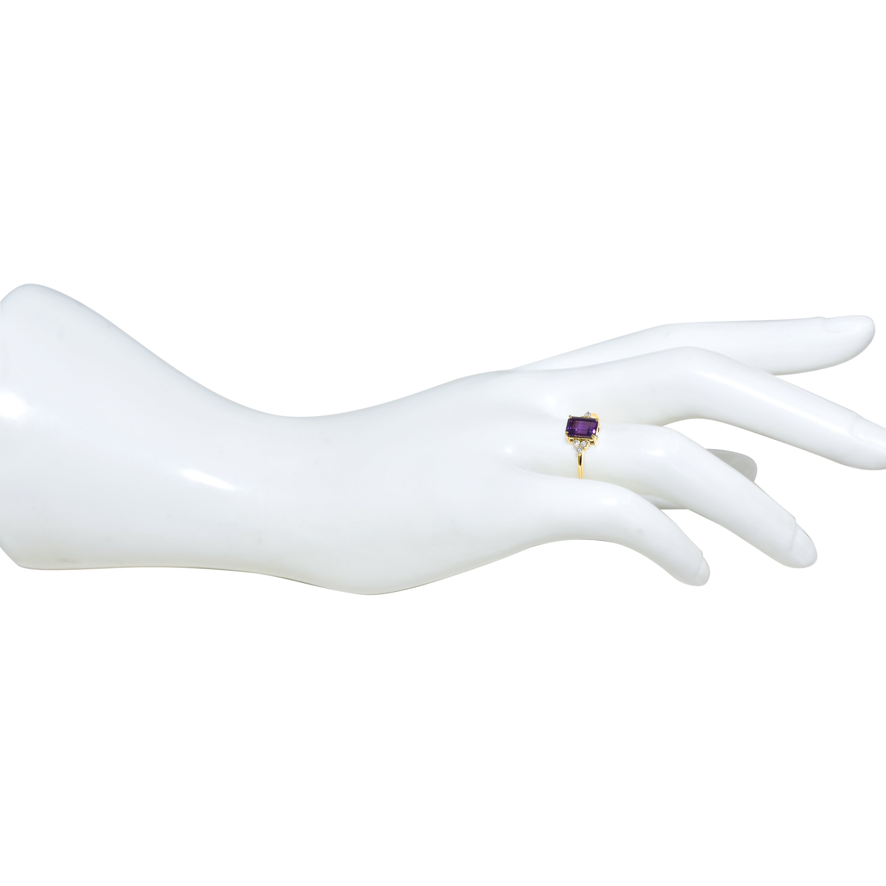 14k Rectangle Amethyst Diamond Set