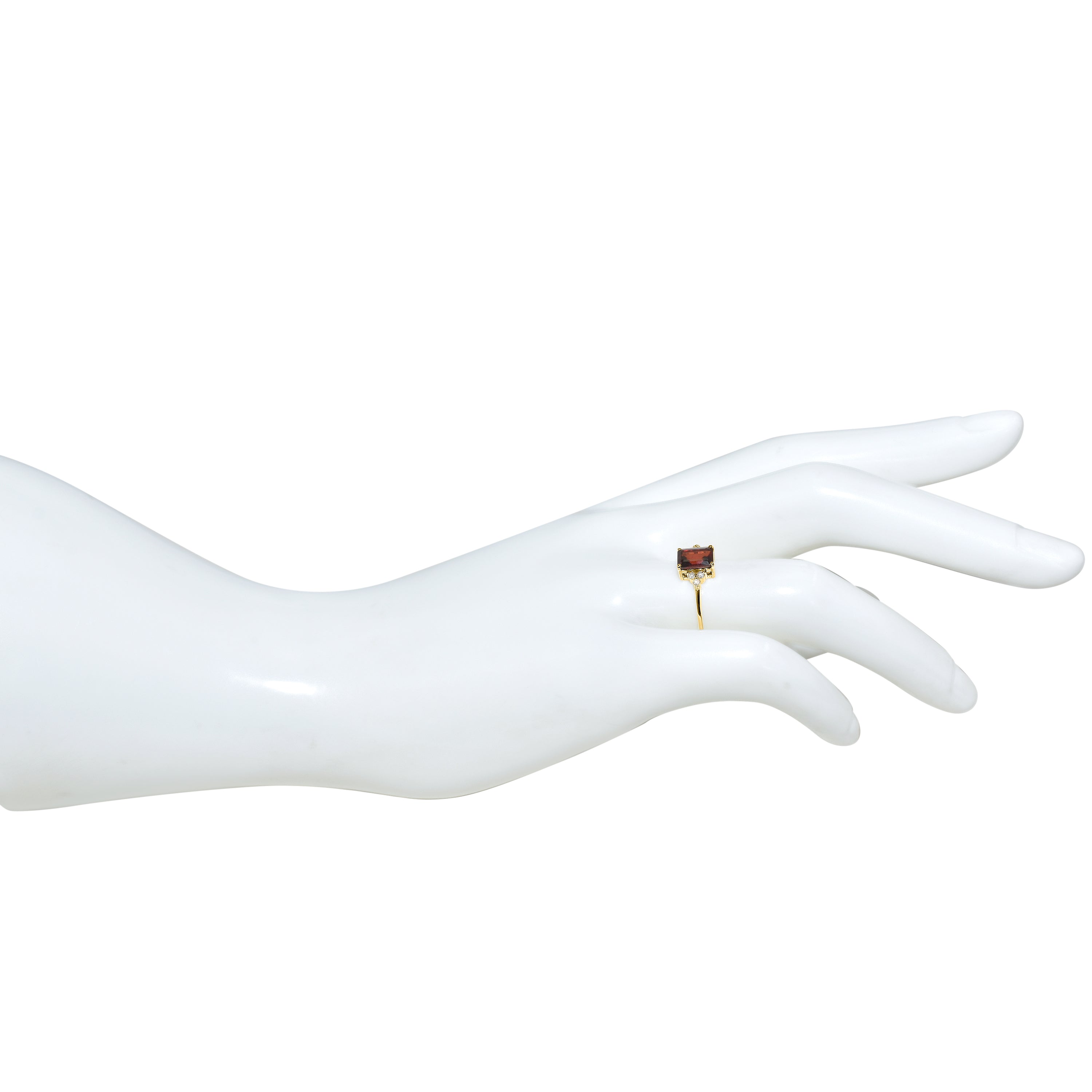14k Rectangle Garnet Diamond Set
