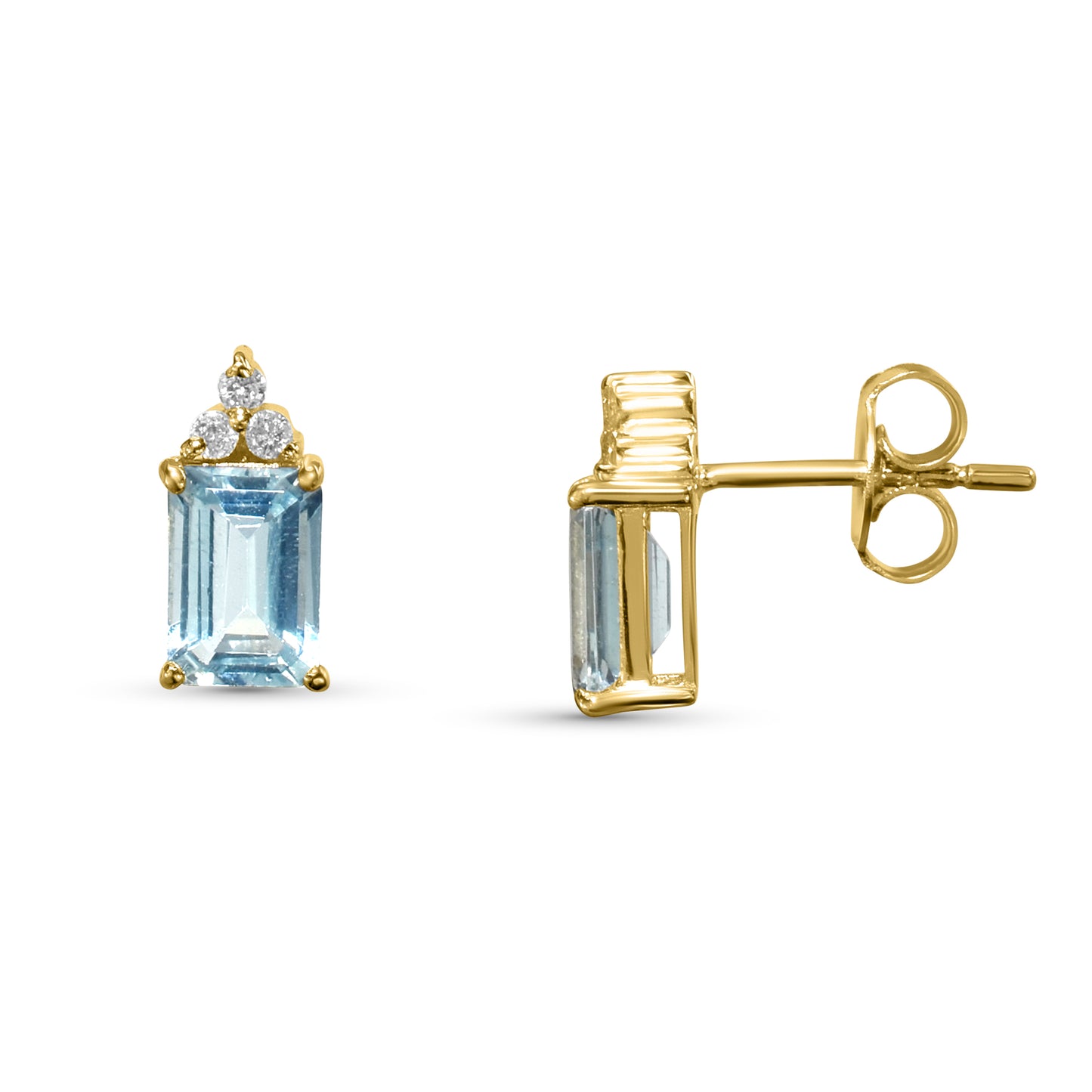 14k Rectangle Gemstone Diamond Set