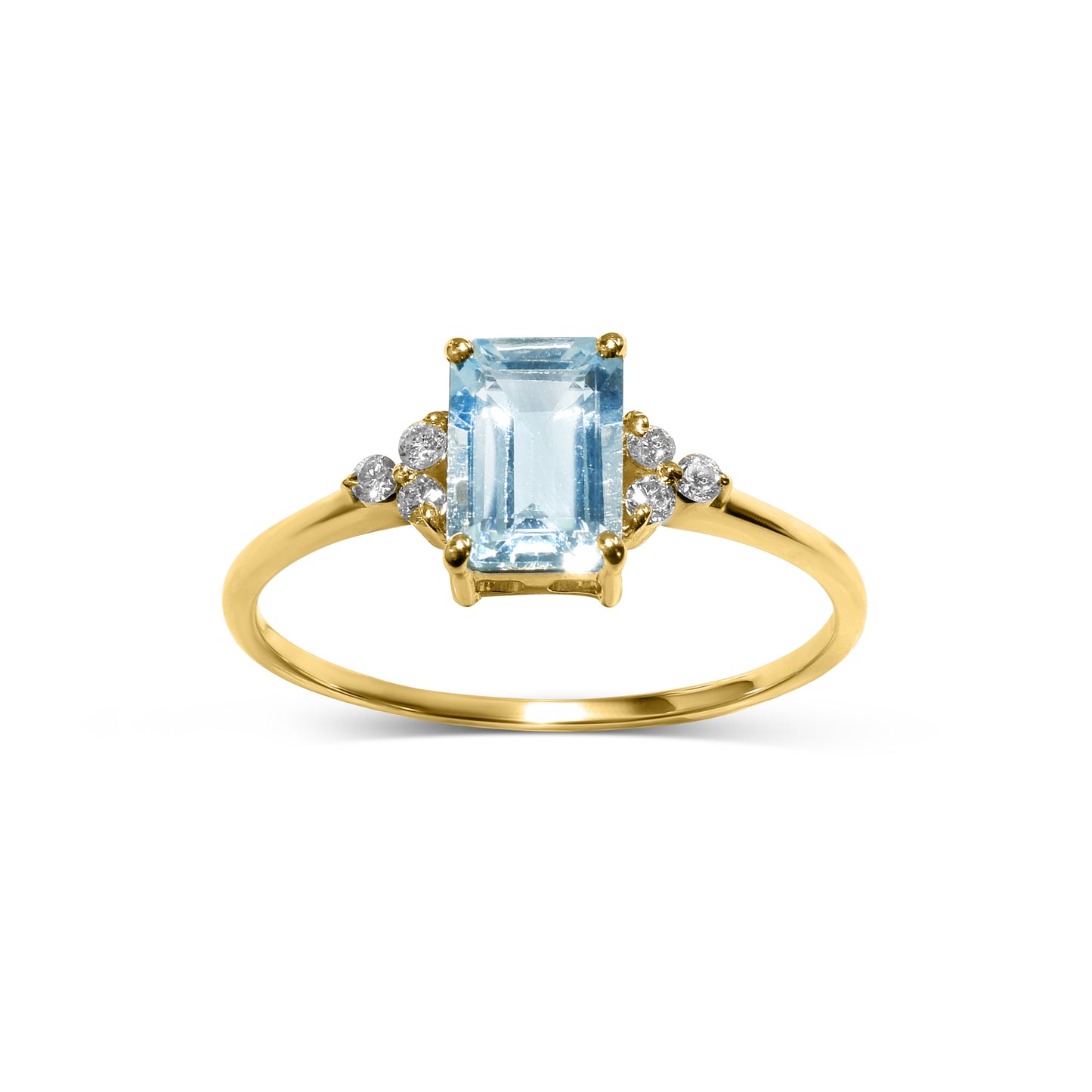 14k Rectangle Gemstone Diamond Set