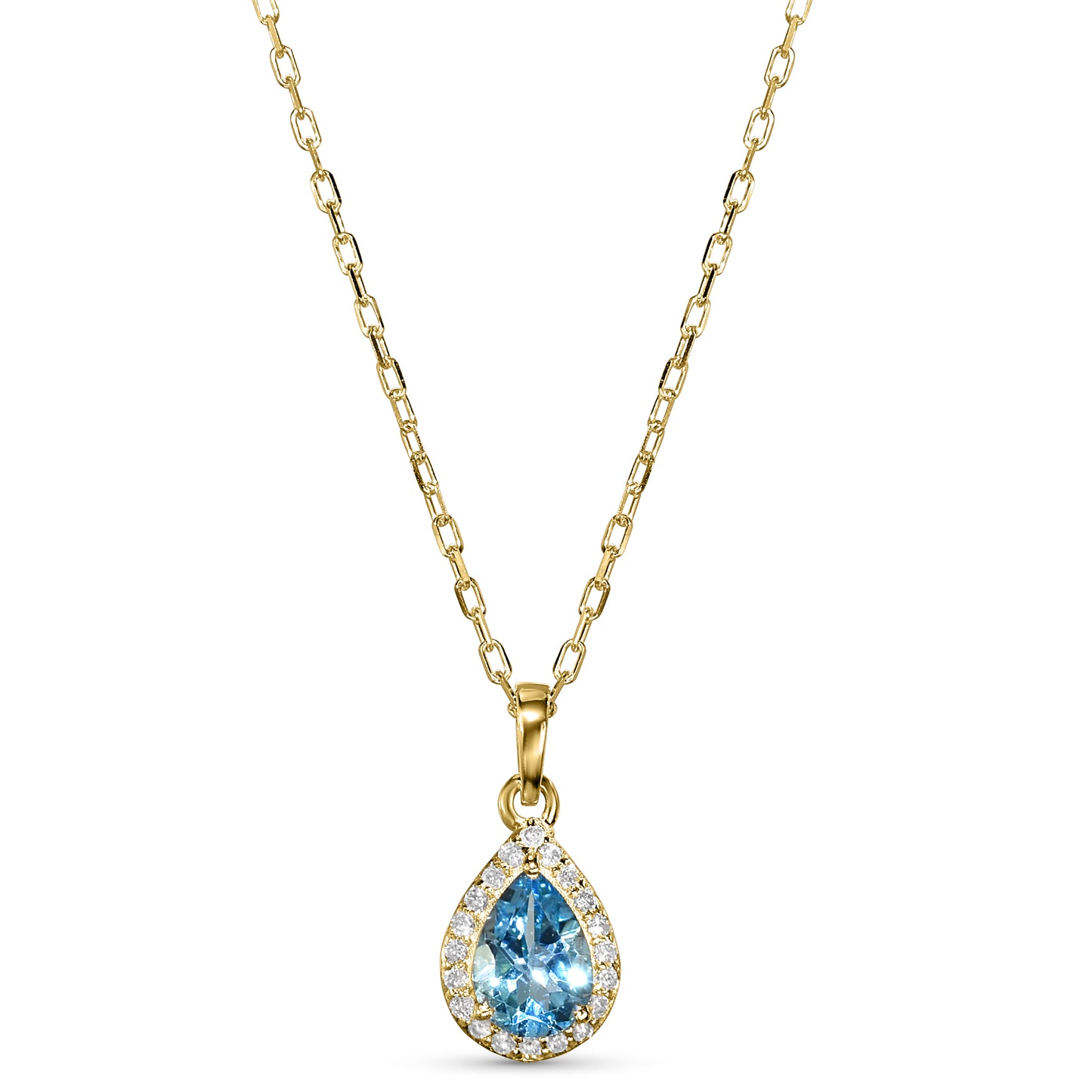 14k Blue Topaz Diamond Pear Shape Set
