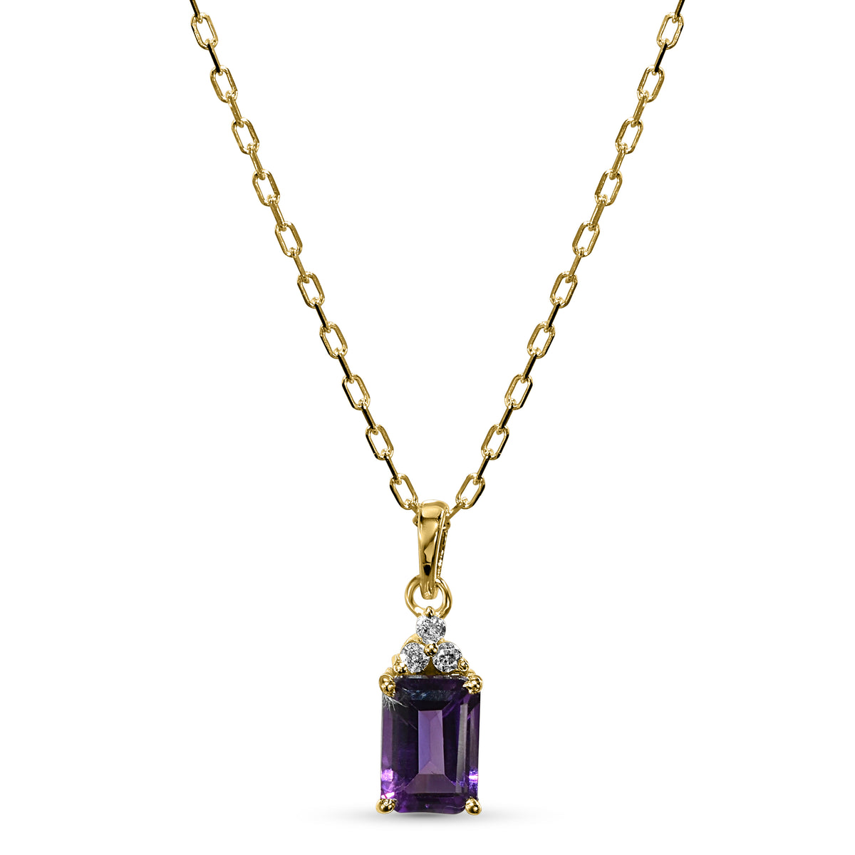 14k Amethyst Diamond Rectangle Shape Set