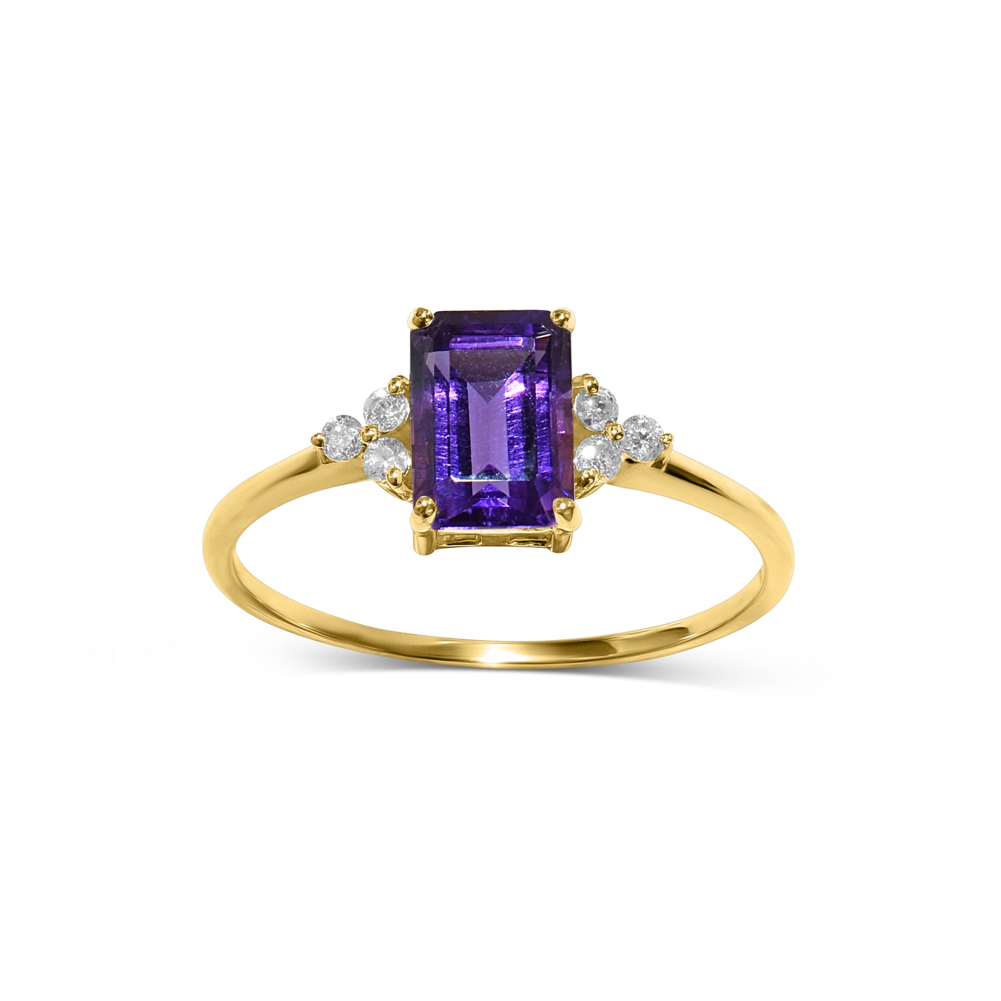 14k Amethyst Diamond Rectangle Shape Set