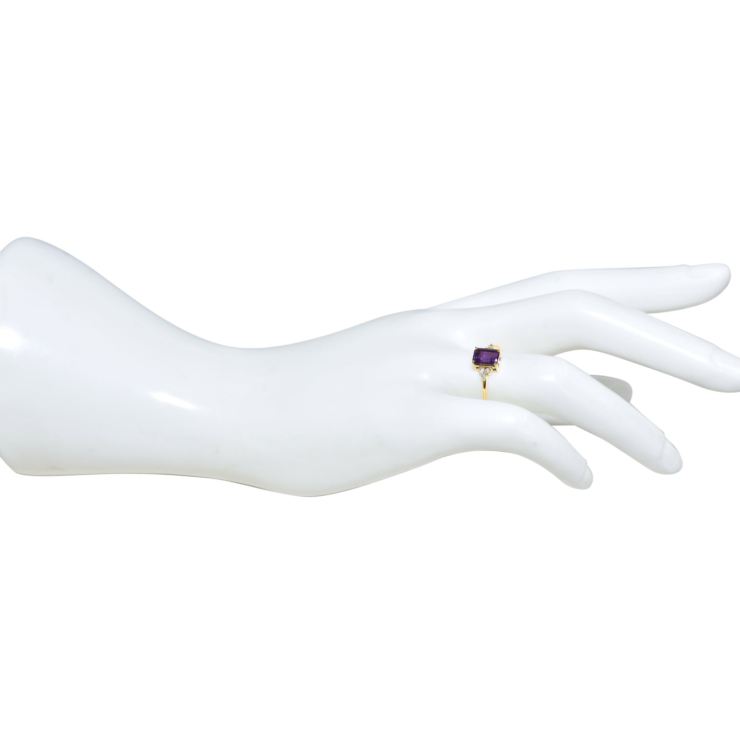 14k Amethyst Diamond Rectangle Shape Set