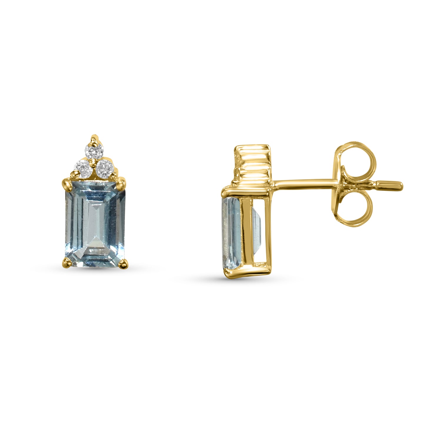 14k Aquamarine Diamond Rectangle Shape Set
