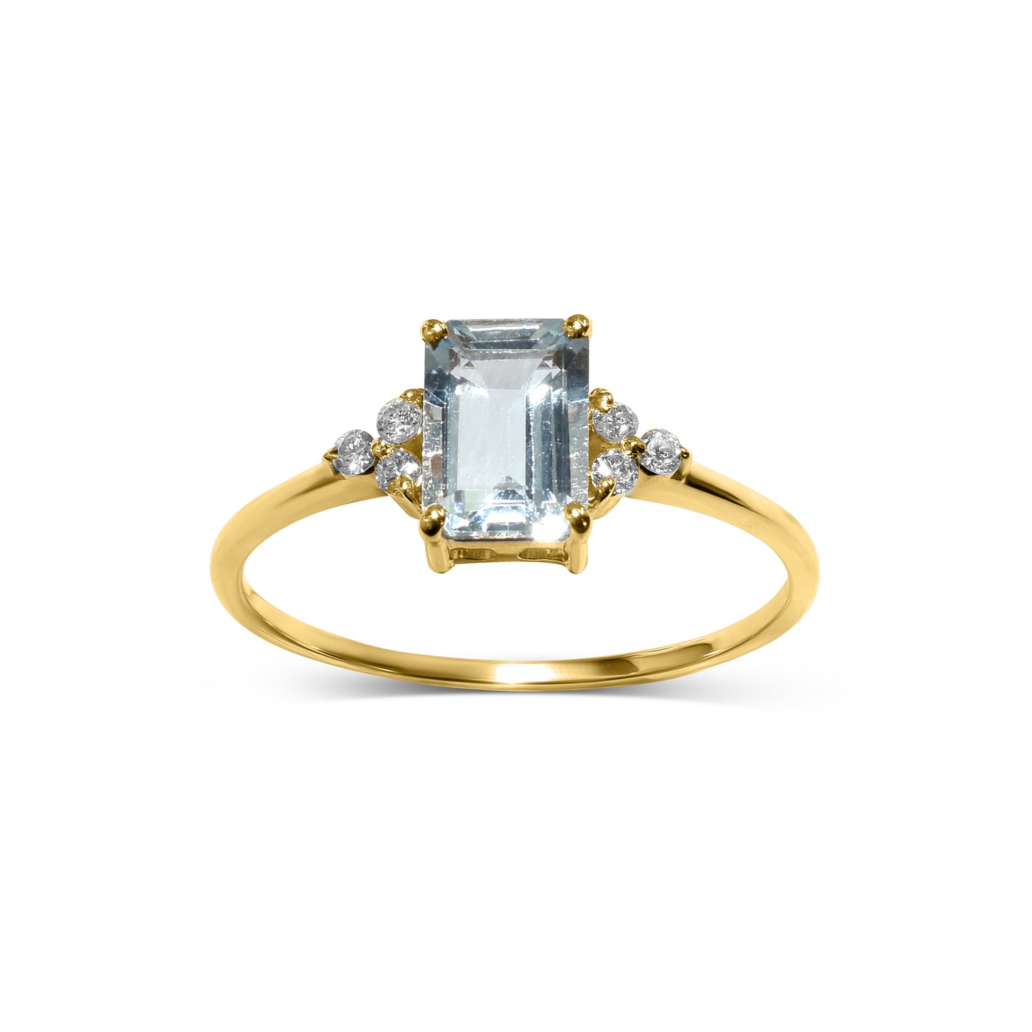 14k Aquamarine Diamond Rectangle Shape Set