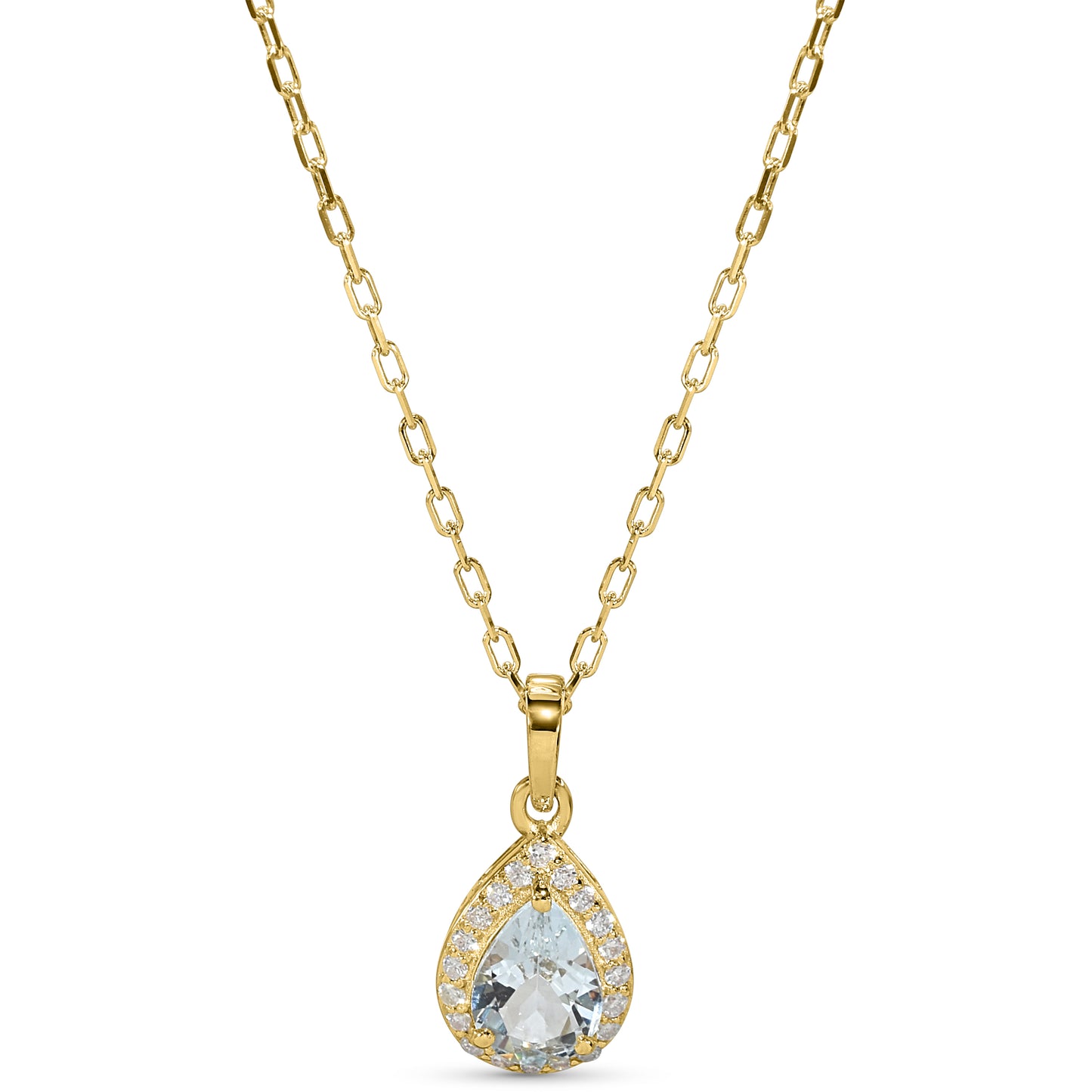 14k Aquamarine Diamond Pear Shape Set