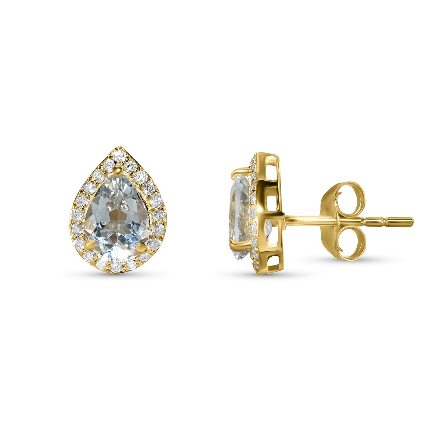 14k Aquamarine Diamond Pear Shape Set