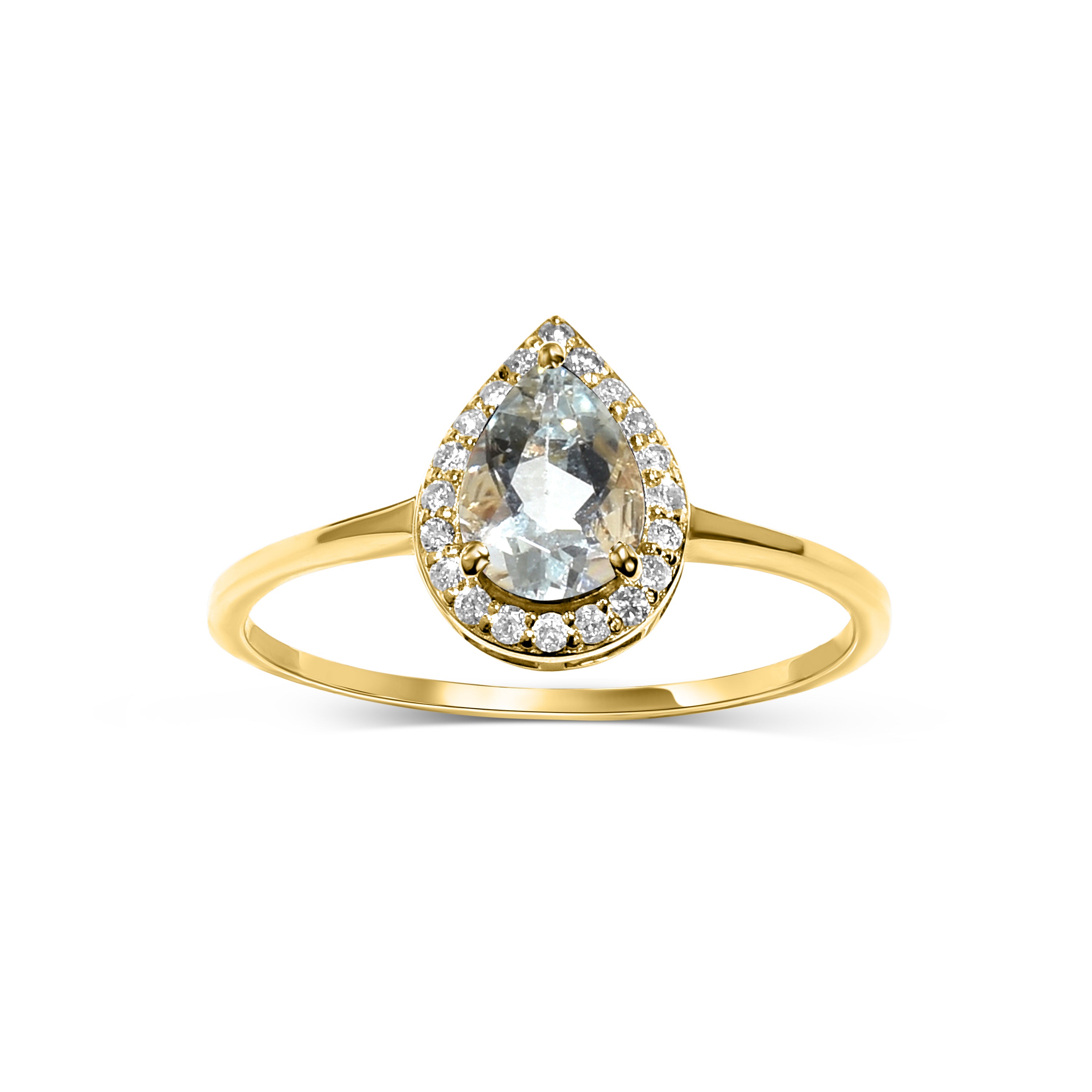 14k Aquamarine Diamond Pear Shape Set