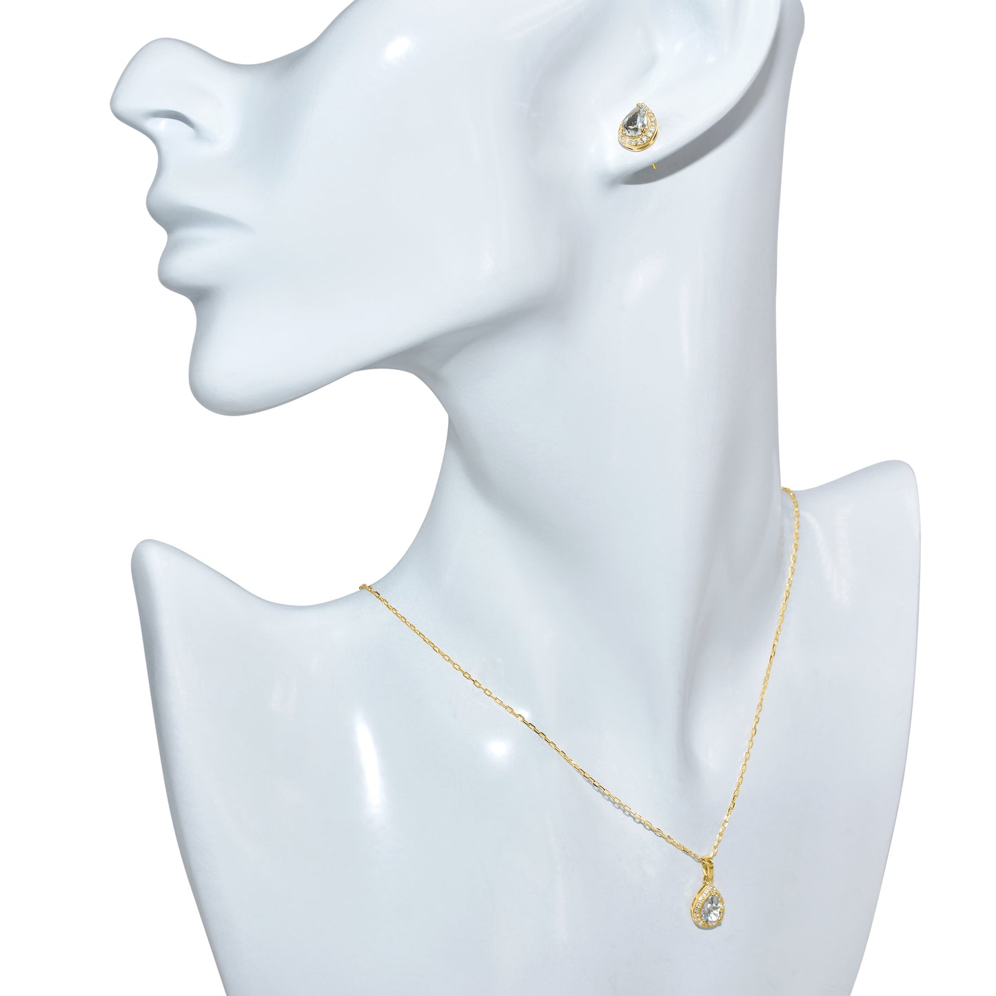 14k Aquamarine Diamond Pear Shape Set