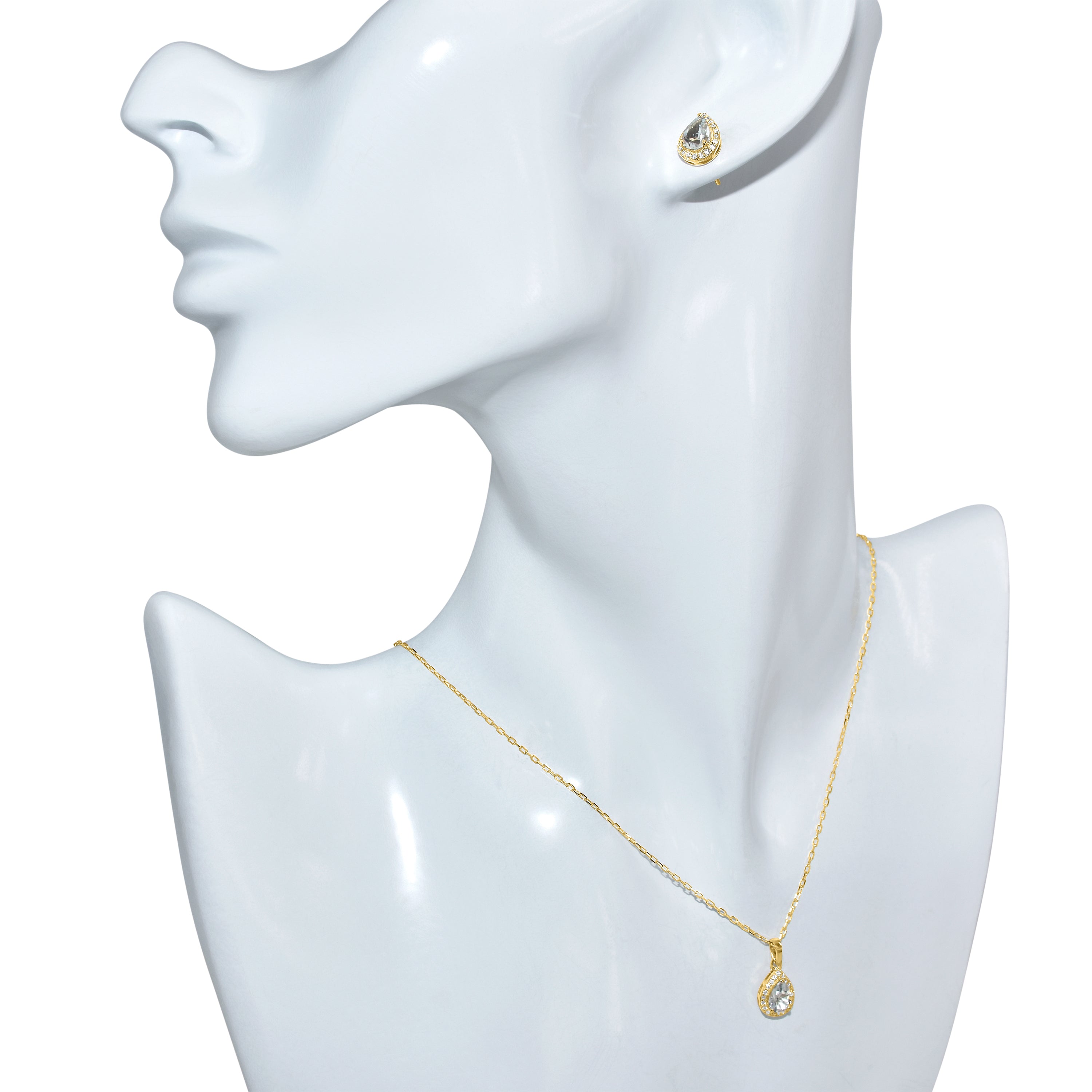 14k Aquamarine Diamond Pear Shape Set