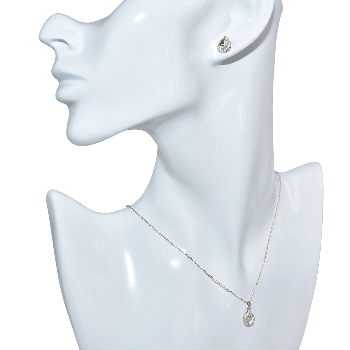 14k White Gold Aquamarine Diamond Pear Shape Set