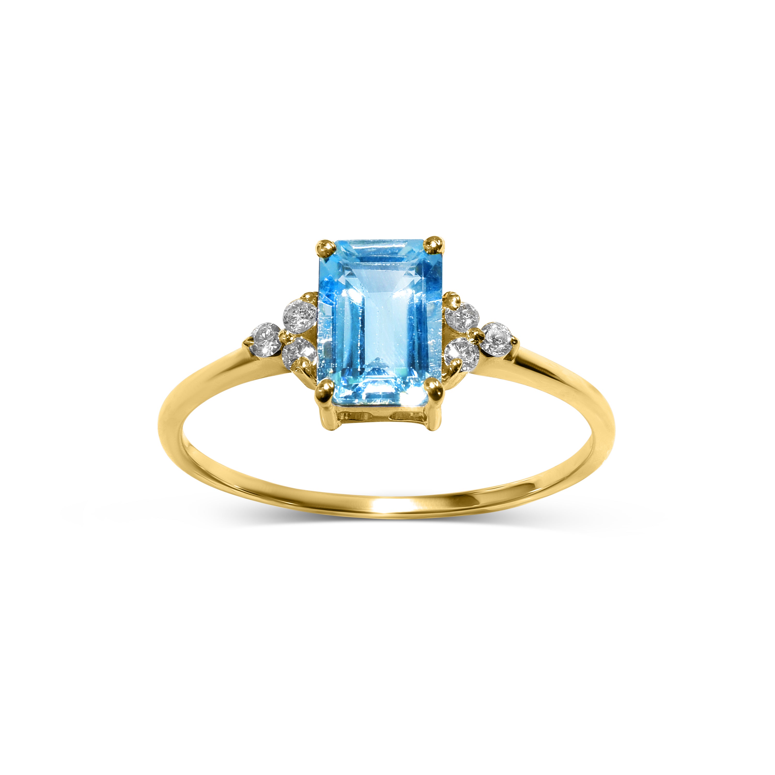 14k Blue Topaz Diamond Rectangle Shape Set