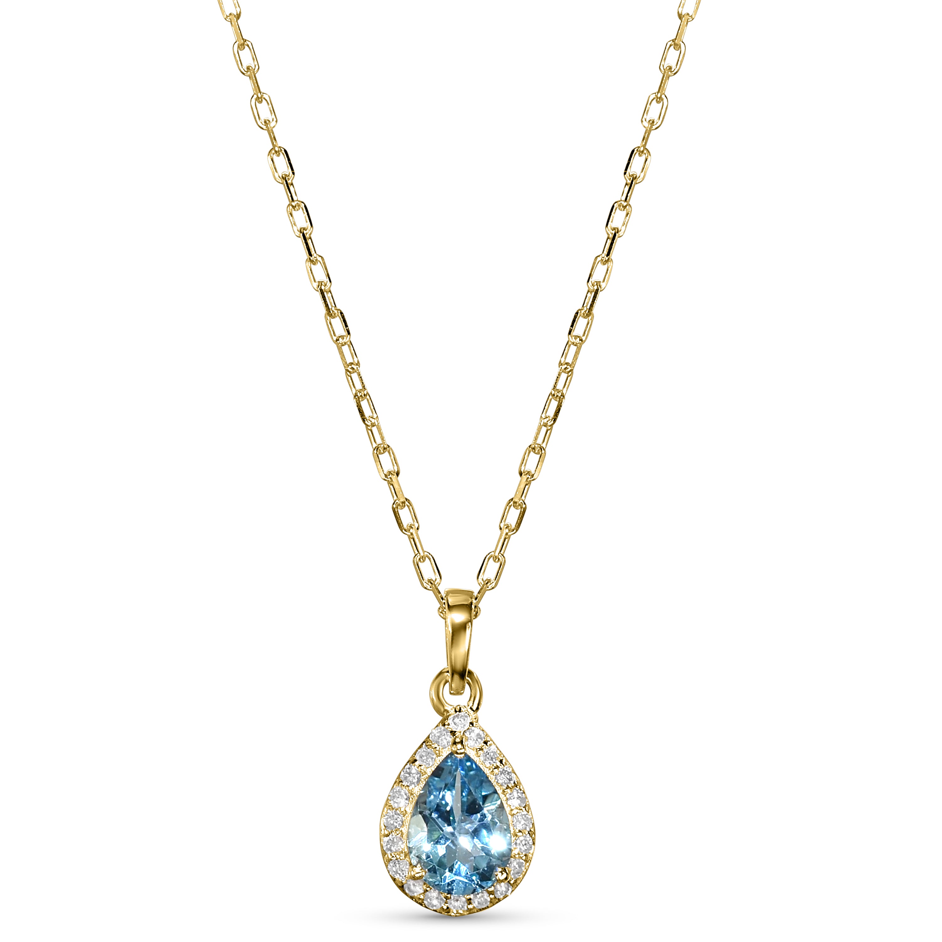 14k Blue Topaz Diamond Pear Shape Set