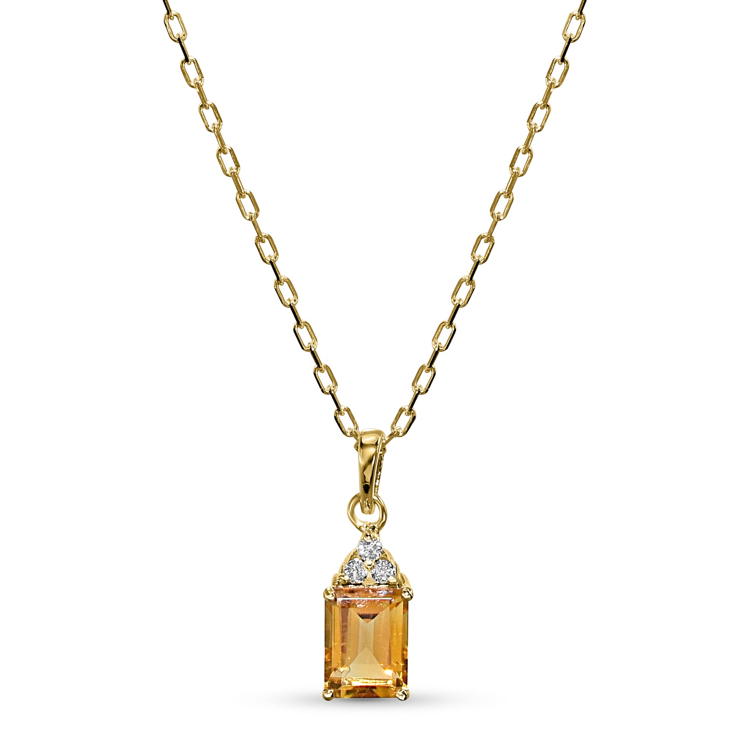 14k Citrine Diamond Rectangle Shape Set