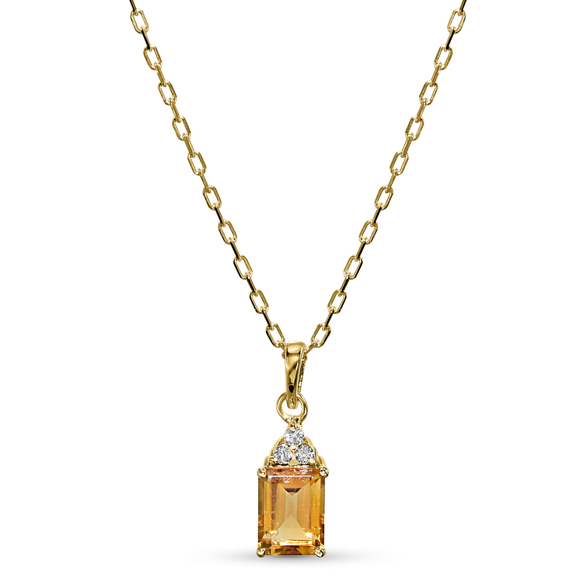 14k Citrine Diamond Rectangle Shape Set