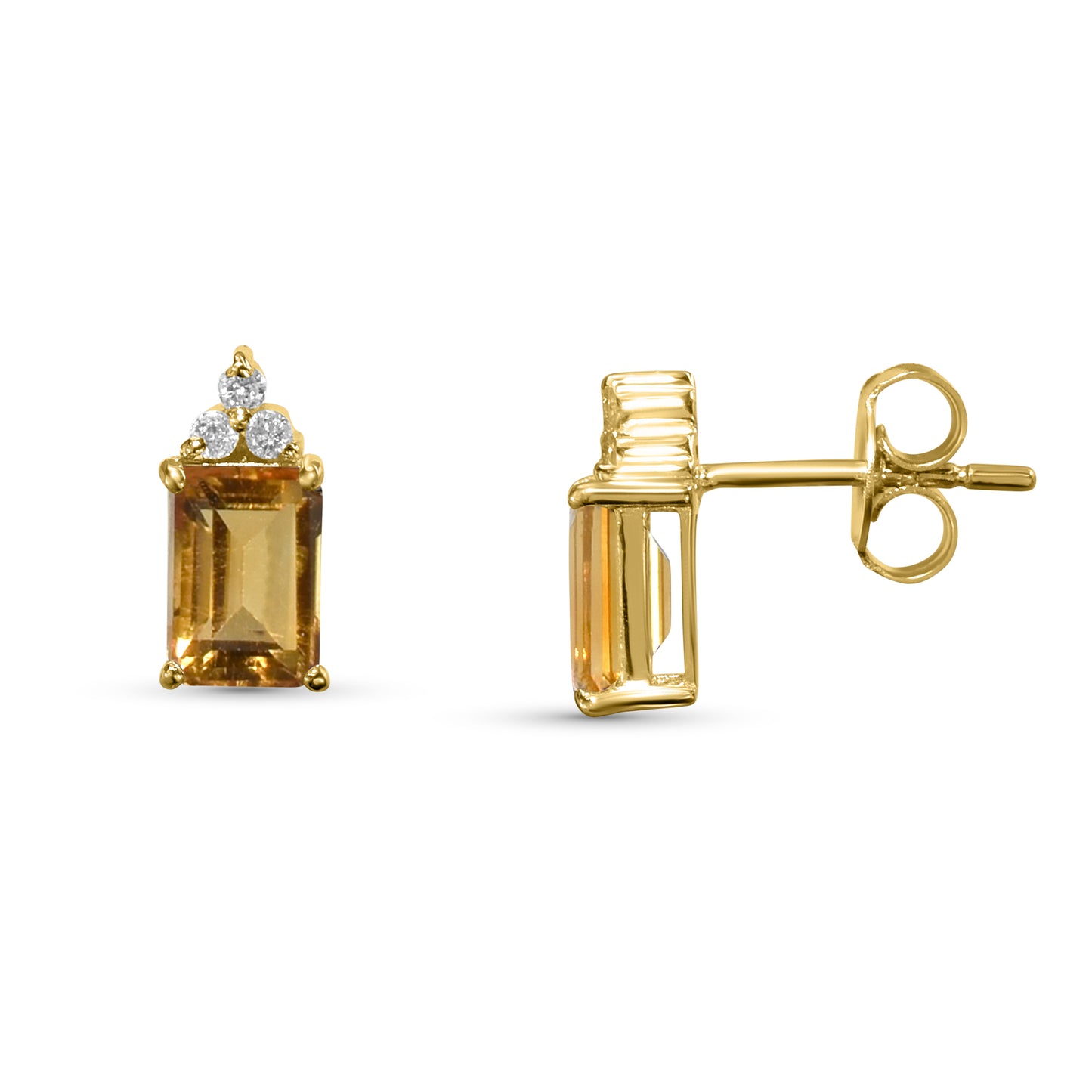 14k Citrine Diamond Rectangle Shape Set