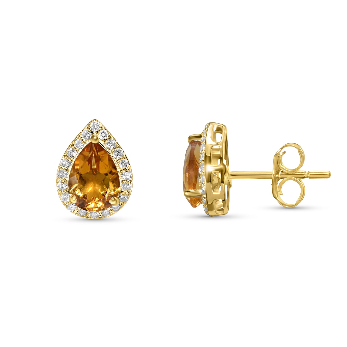 14k Citrine Diamond Pear Shape Set
