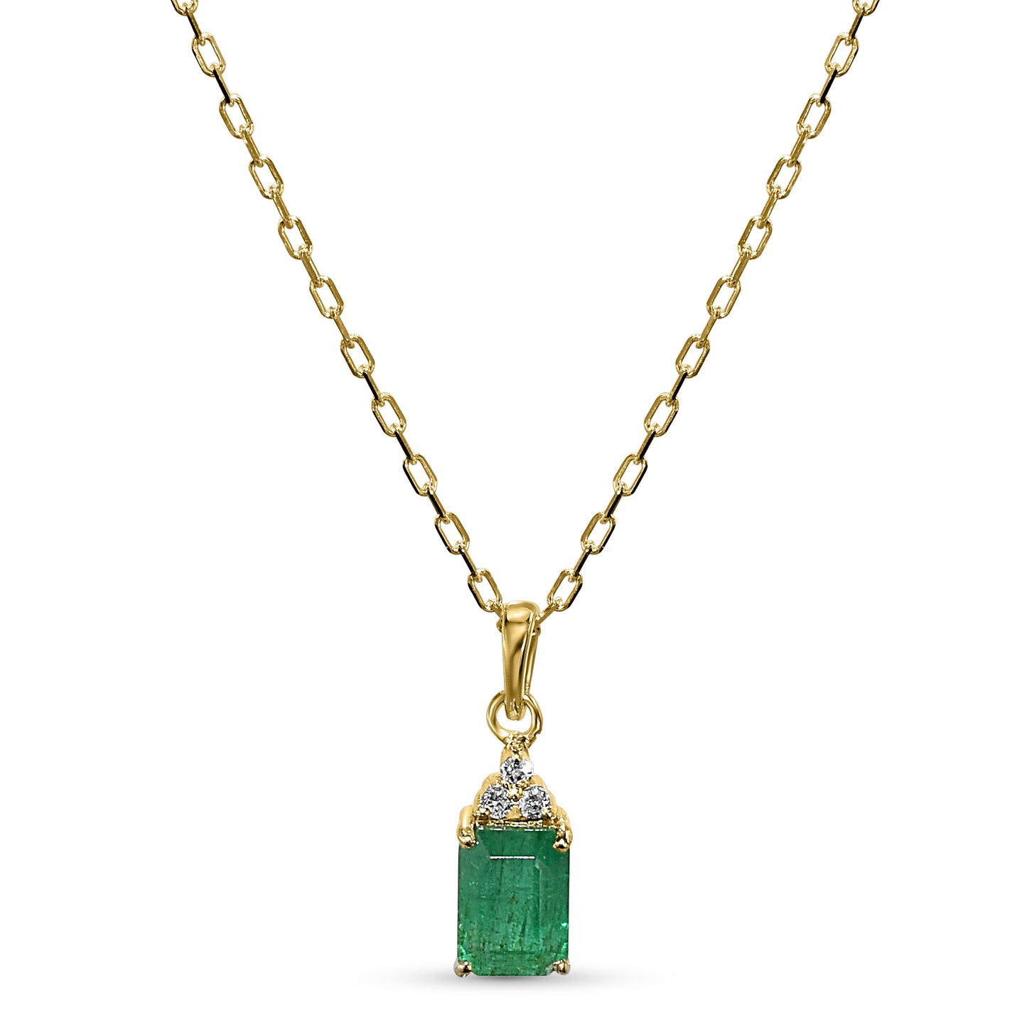 14k Emerald Diamond Rectangle Shape Set