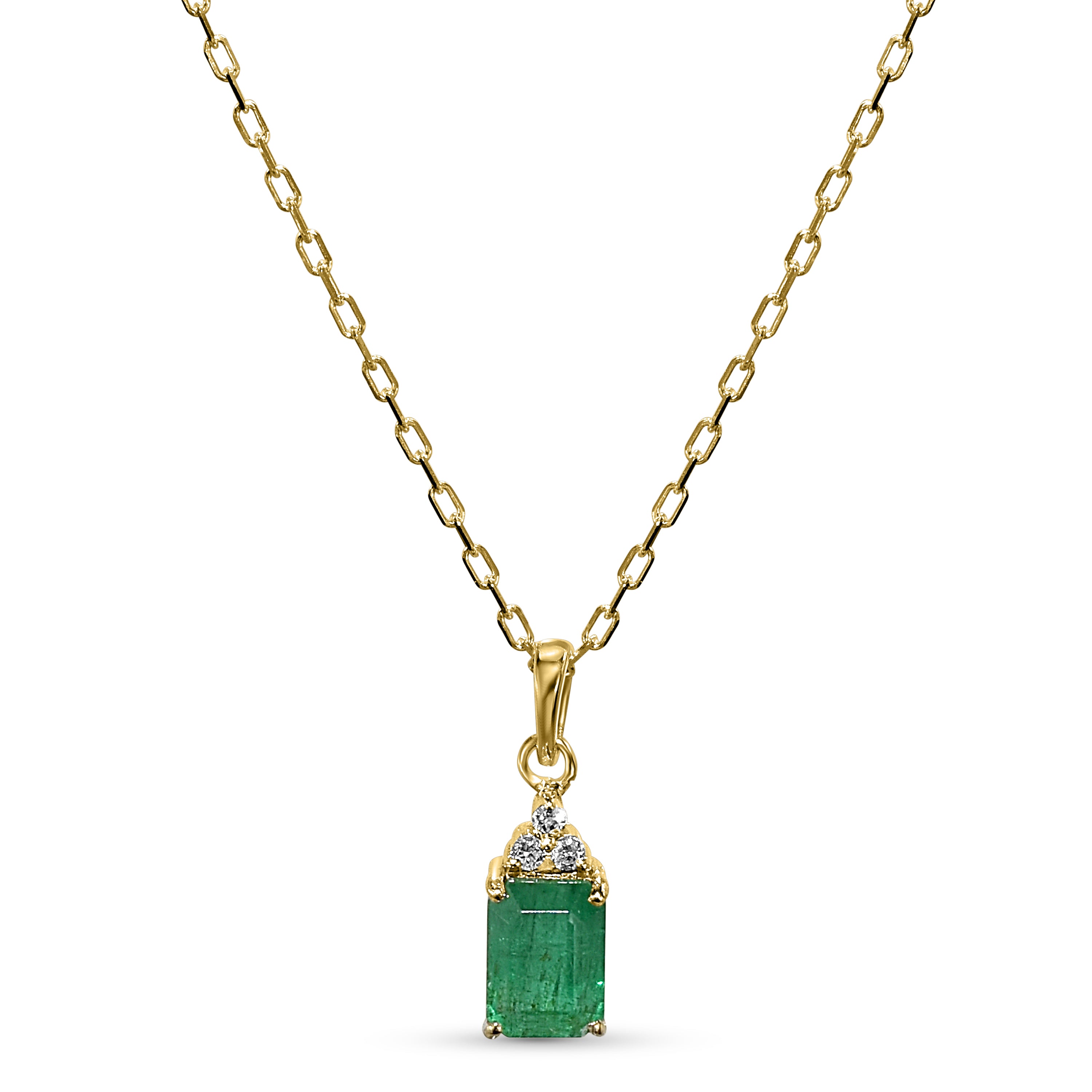 14k Emerald Diamond Rectangle Shape Set