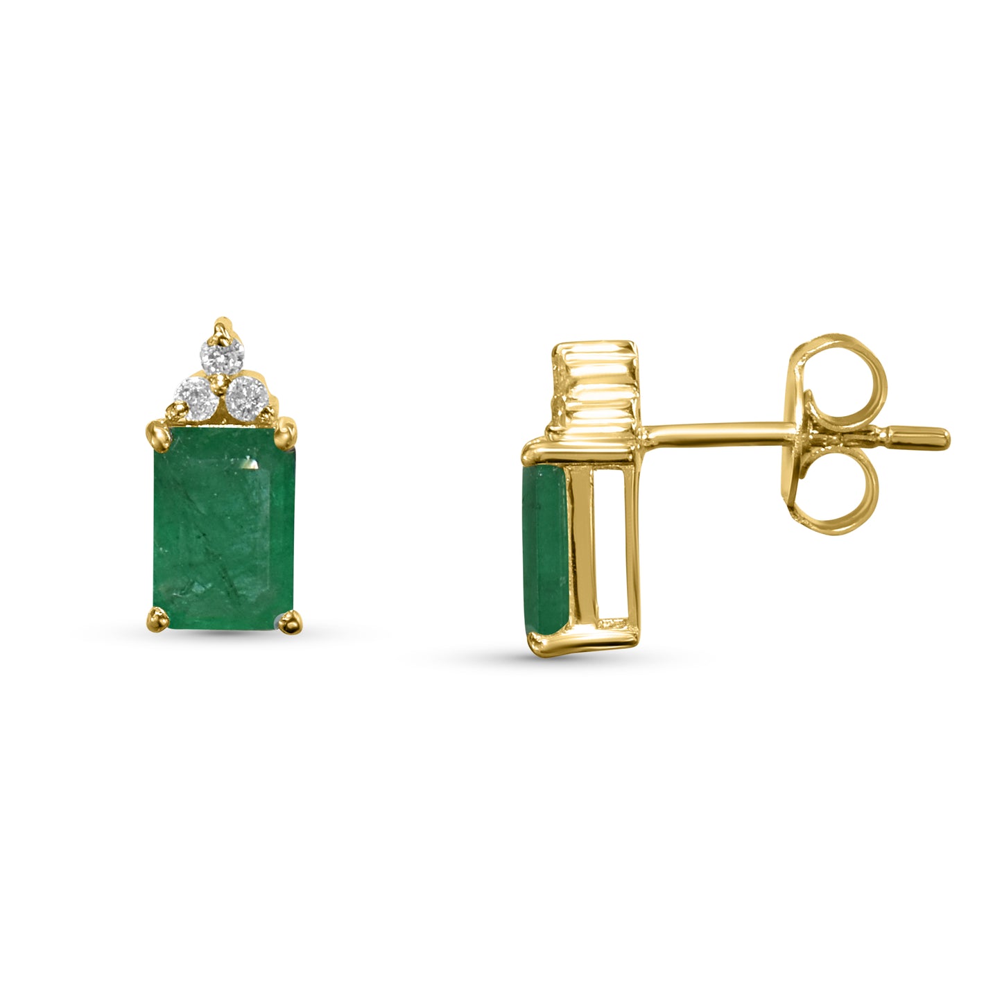 14k Emerald Diamond Rectangle Shape Set