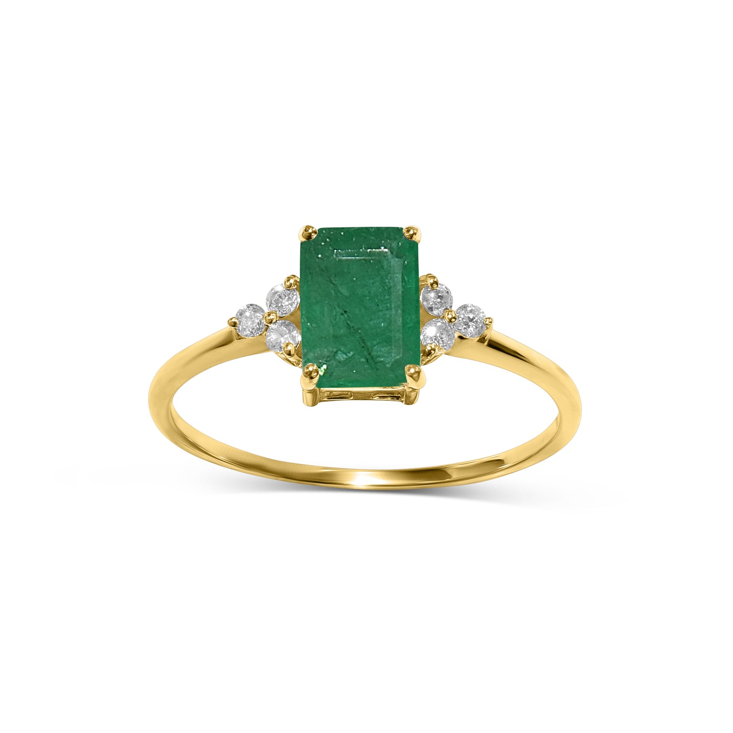 14k Emerald Diamond Rectangle Shape Set