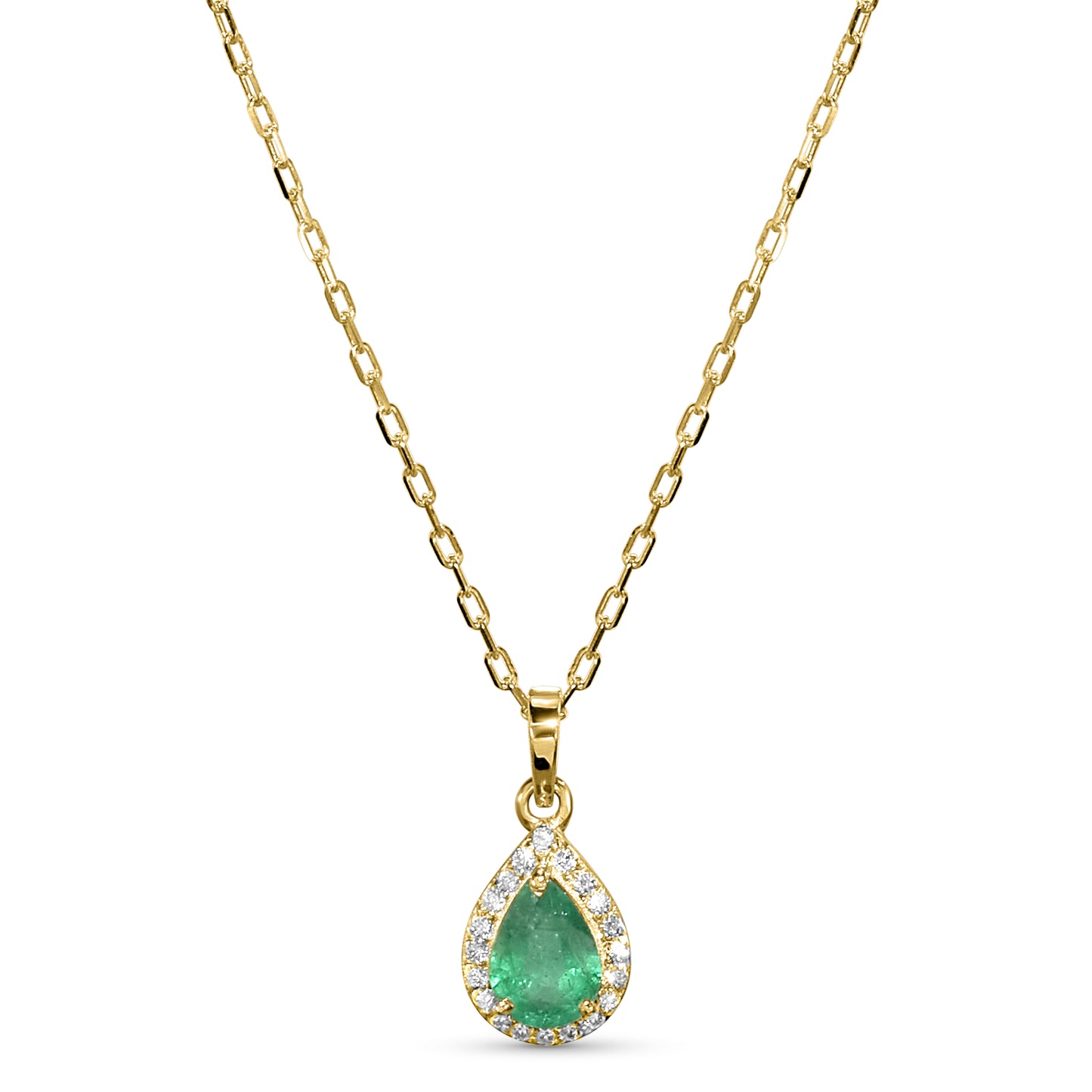 14k Emerald Diamond Pear Shape Set