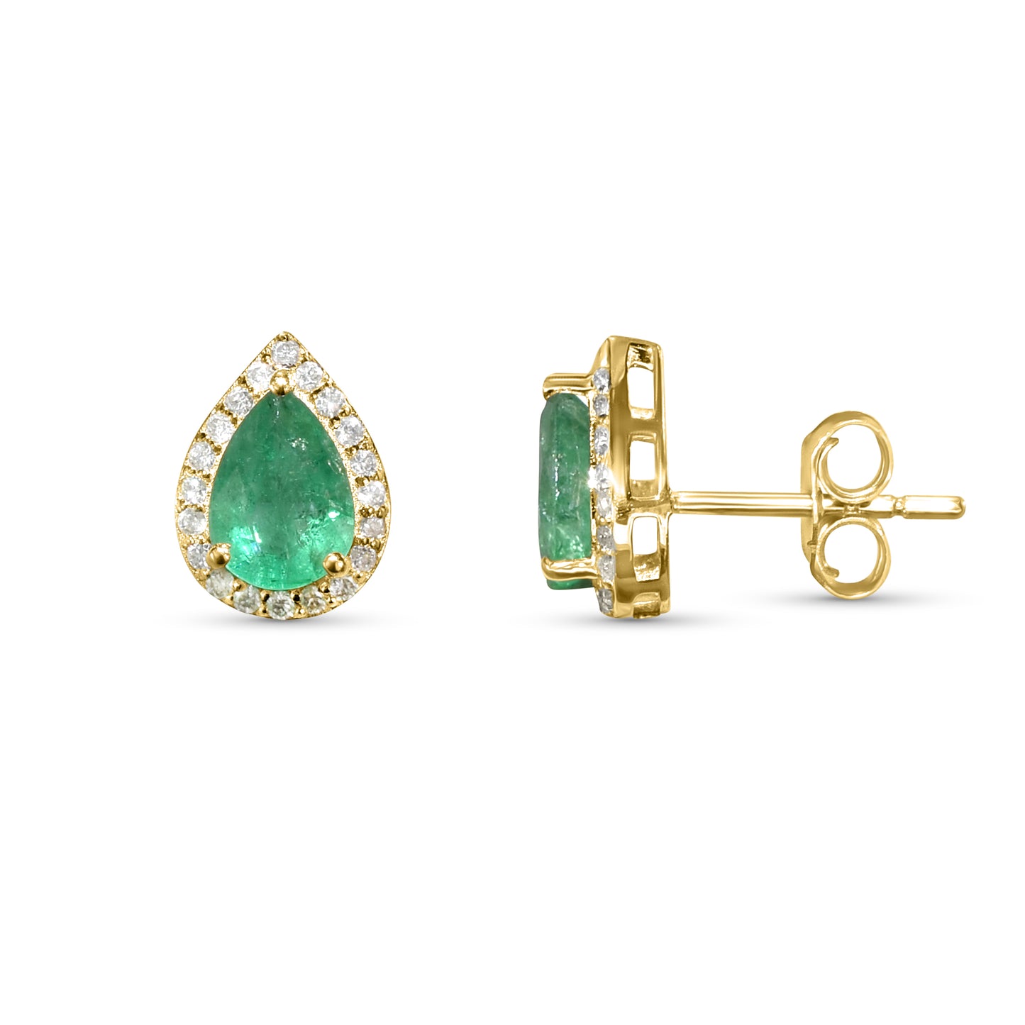 14k Emerald Diamond Pear Shape Set