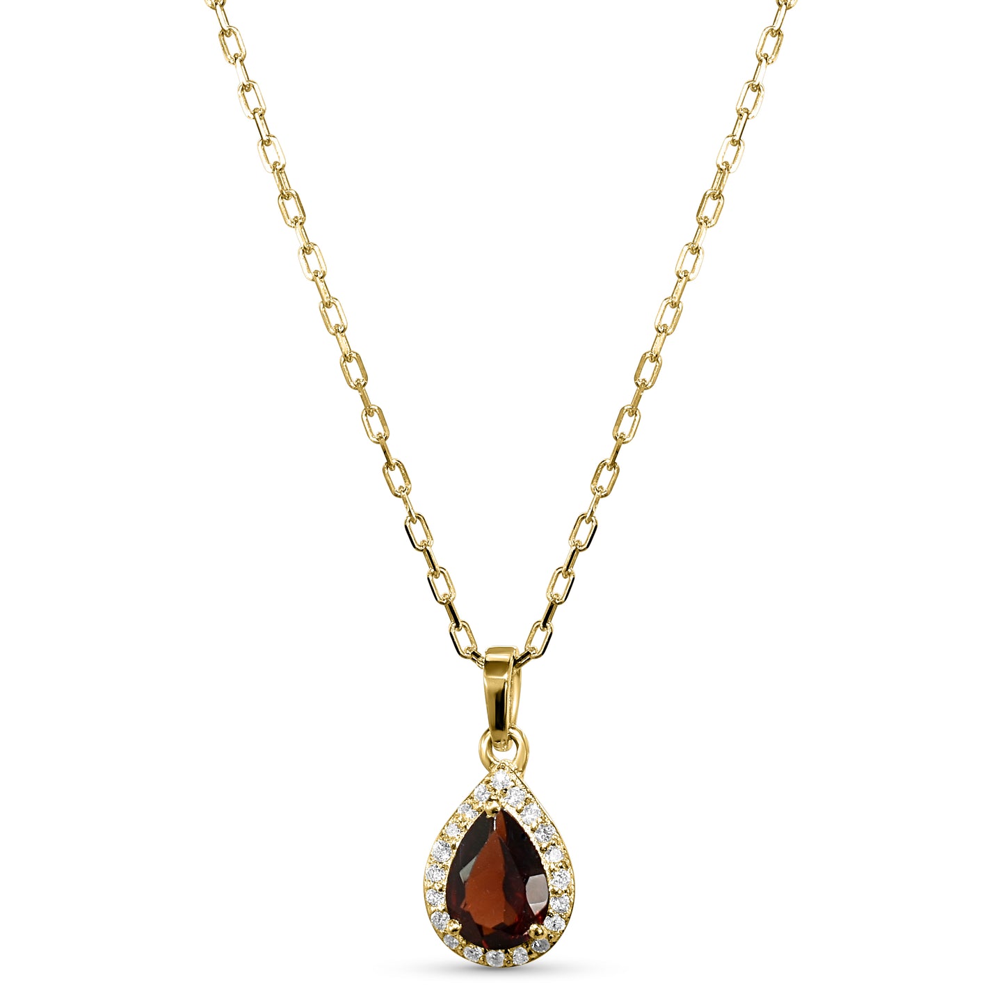 14k Garnet Diamond Pear Shape Set