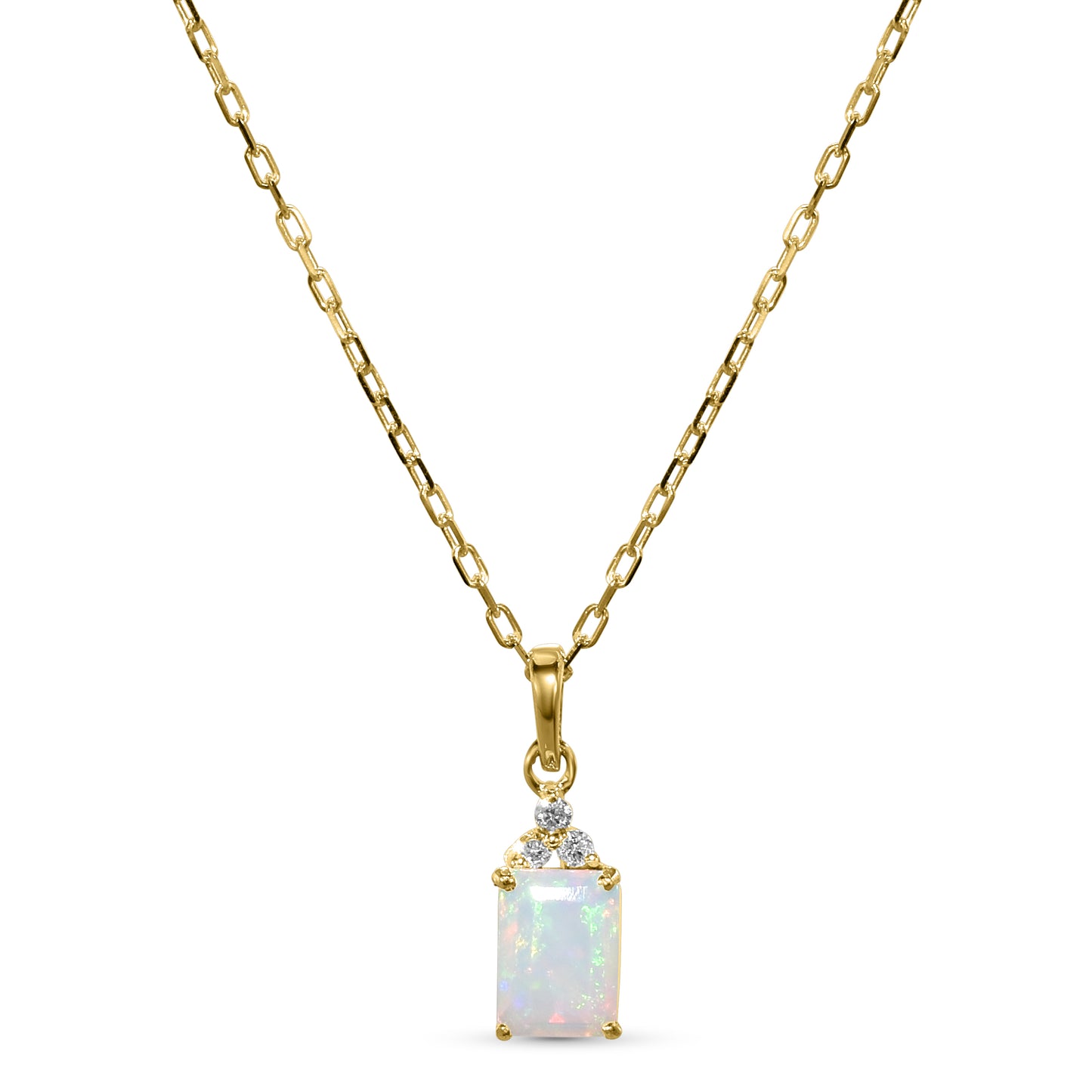 14k Opal Diamond Rectangle Shape Set