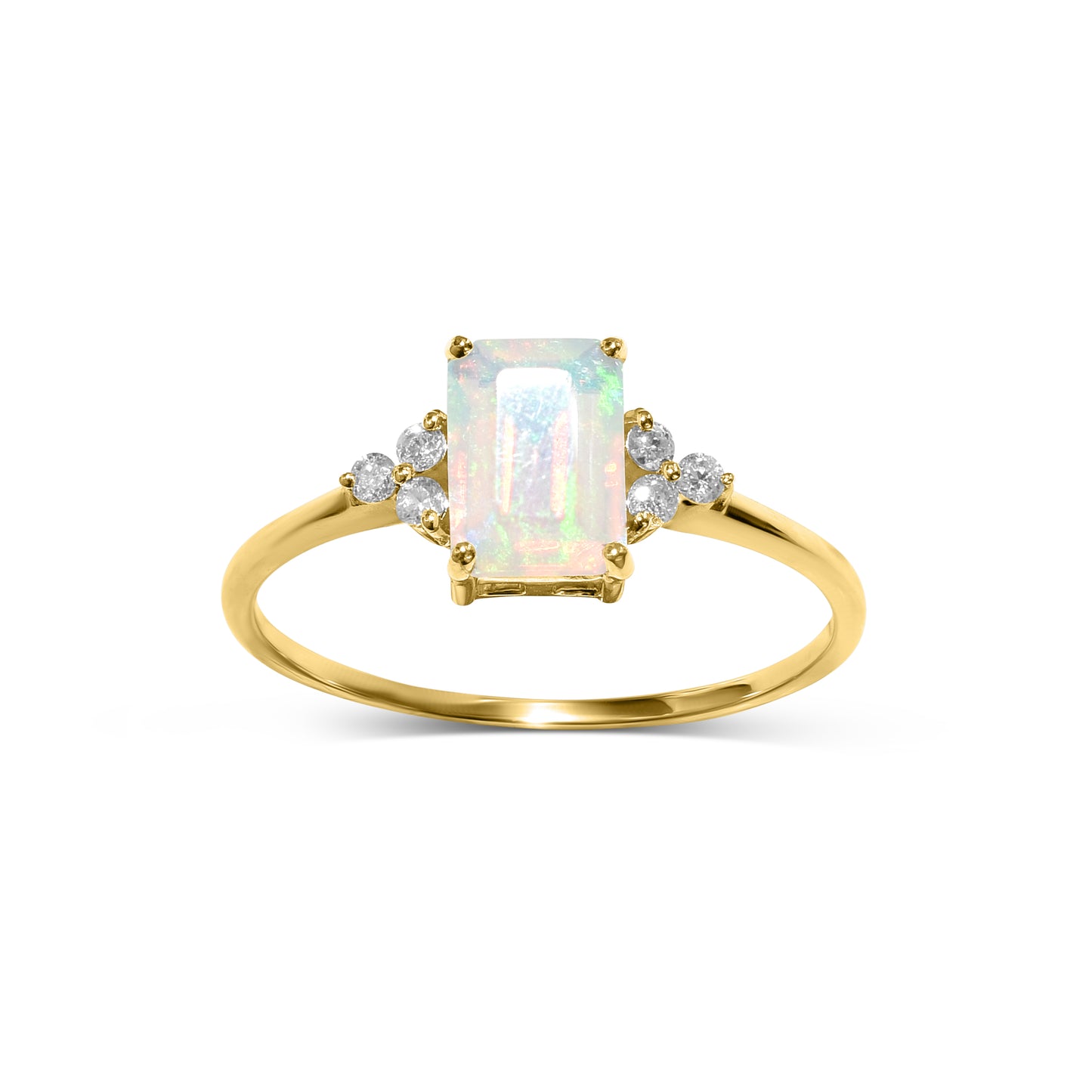 14k Opal Diamond Rectangle Shape Set