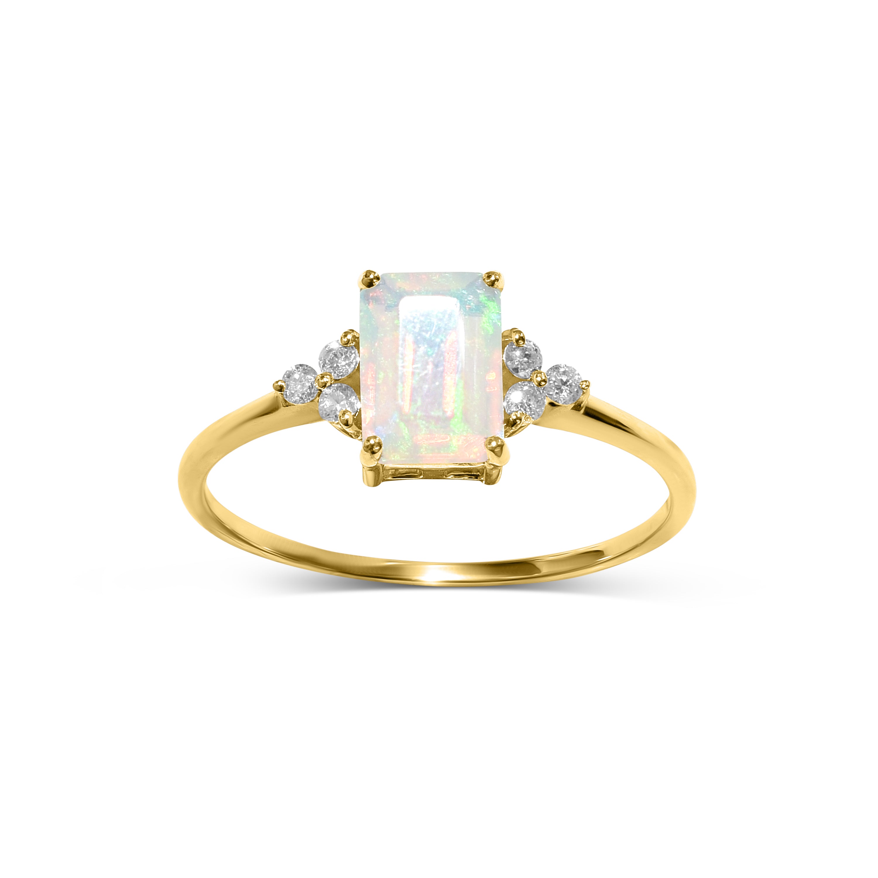 14k Opal Diamond Rectangle Shape Set