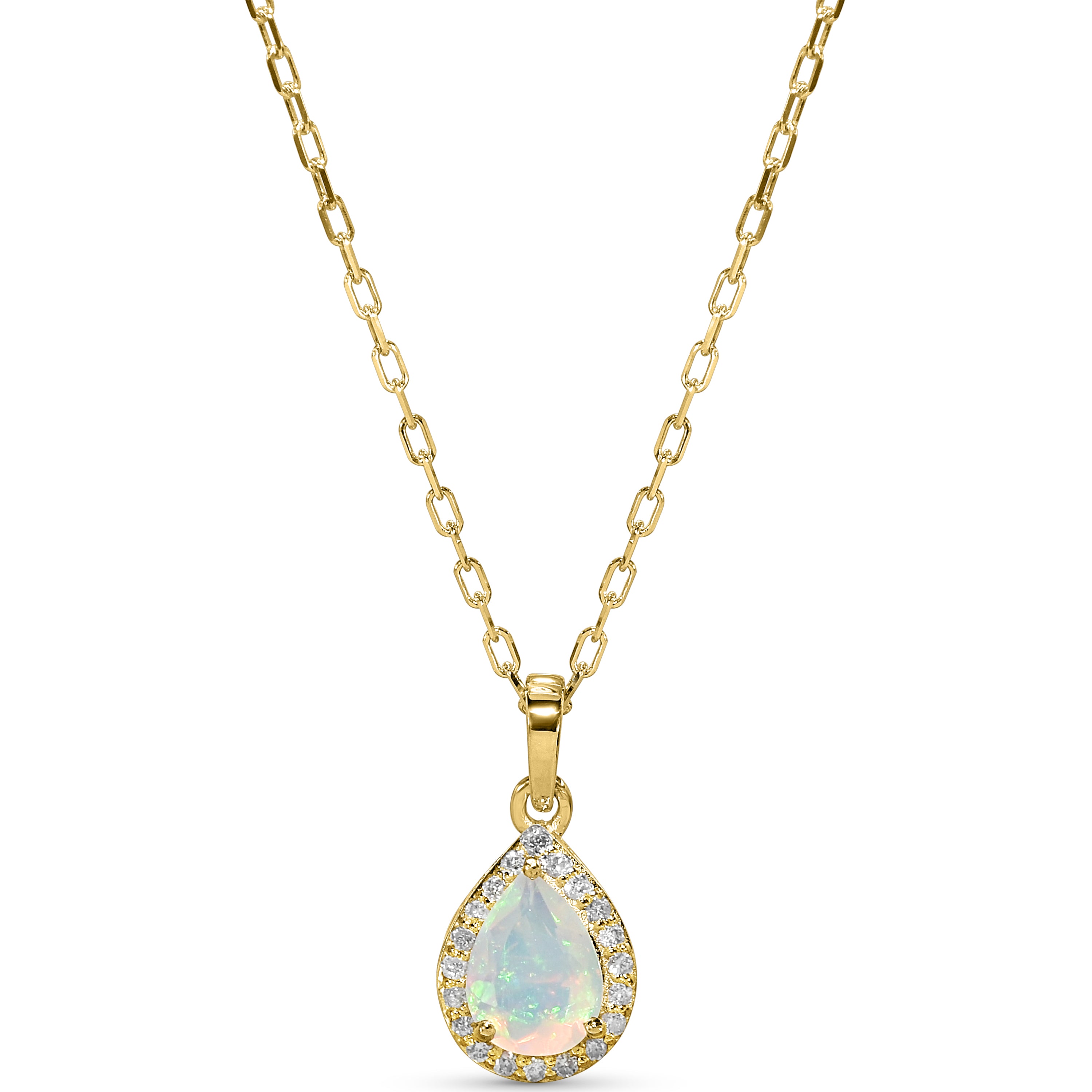 14k Opal Diamond Pear Shape Set