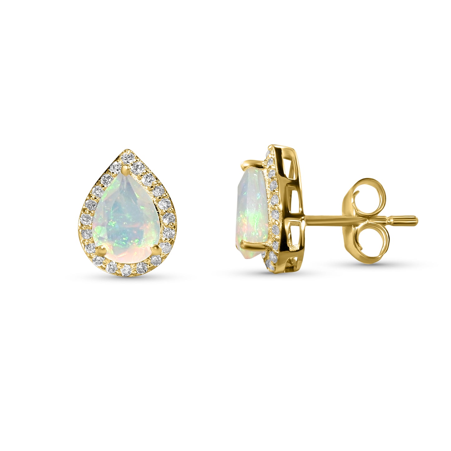 14k Opal Diamond Pear Shape Set
