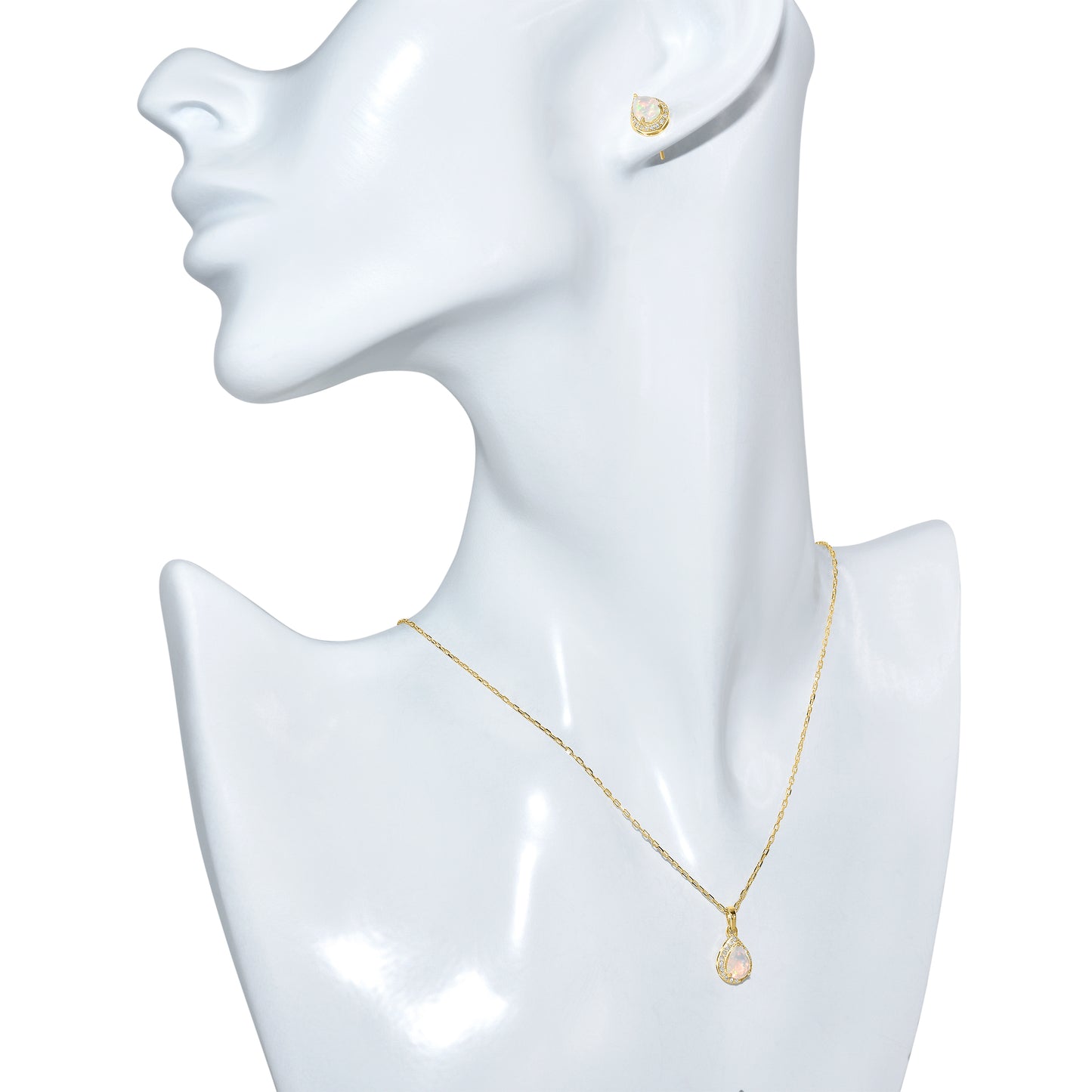 14k Opal Diamond Pear Shape Set