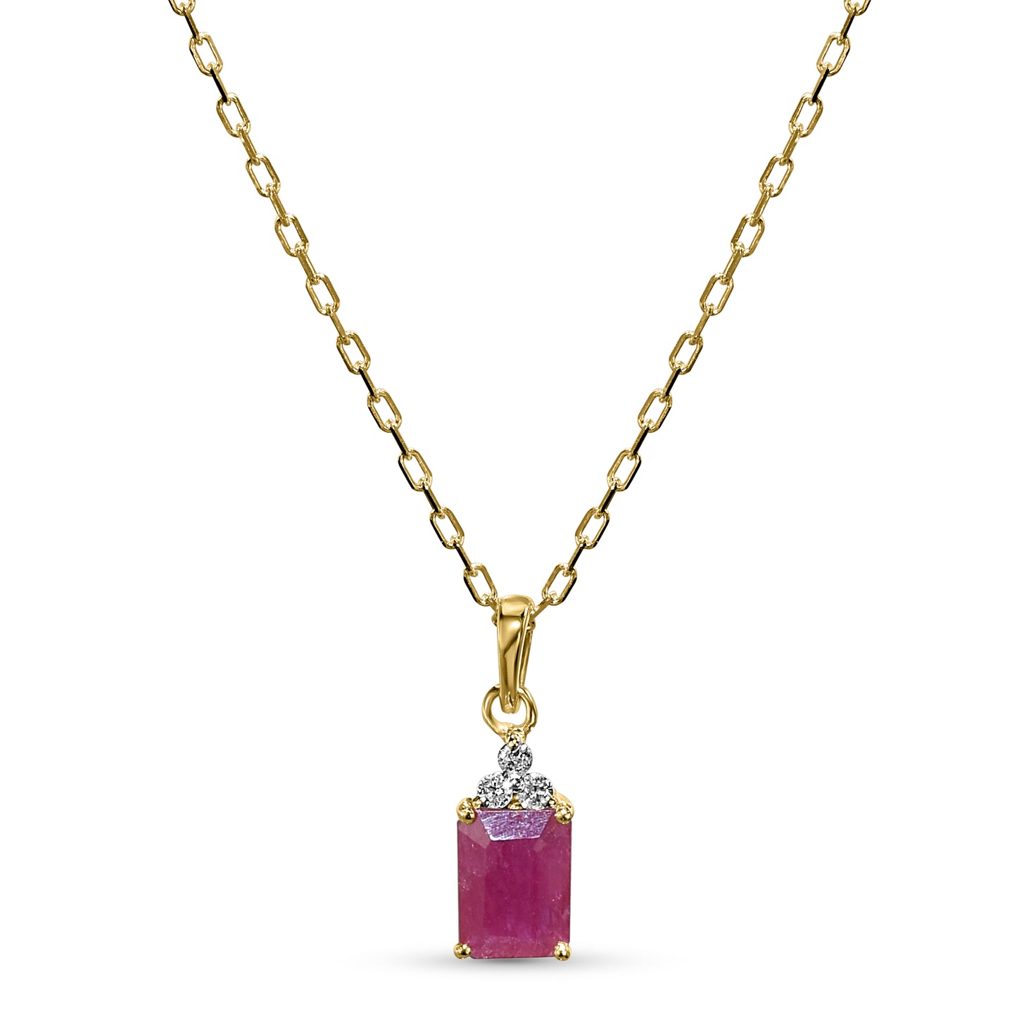 14k Ruby Diamond Rectangle Shape Set