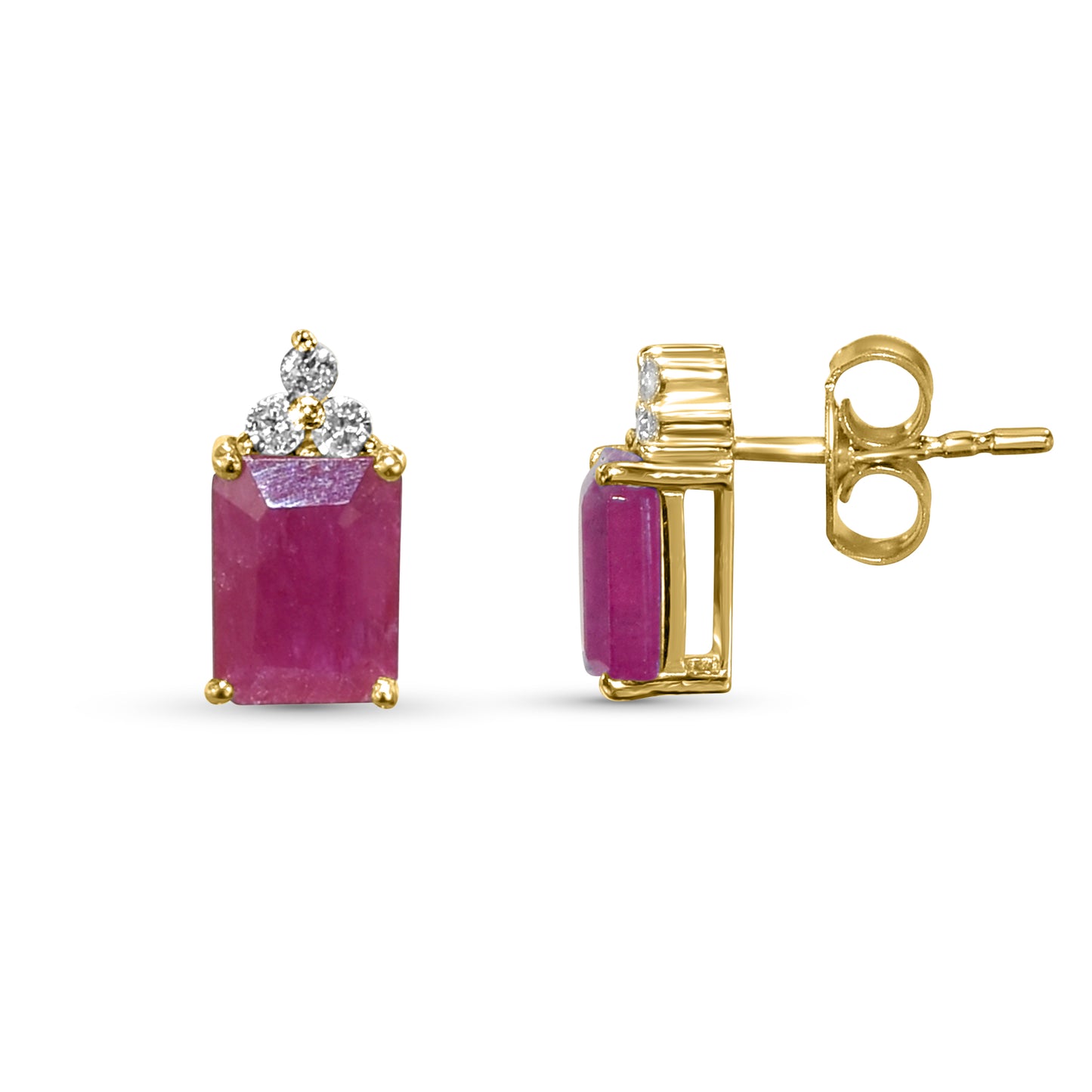 14k Ruby Diamond Rectangle Shape Set