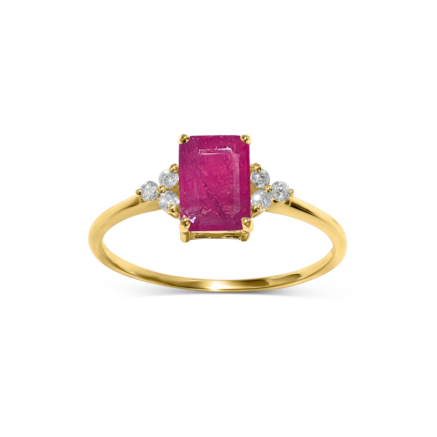 14k Ruby Diamond Rectangle Shape Set